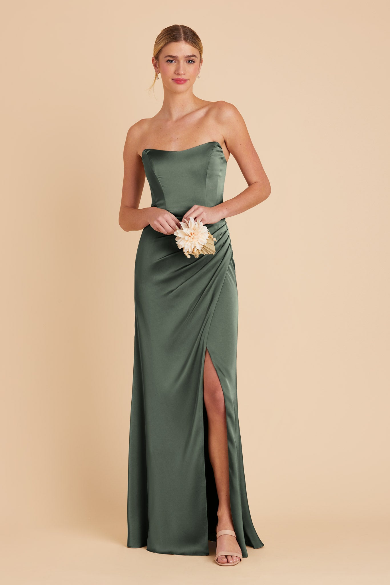 Eucalyptus Anne Matte Satin Dress by Birdy Grey