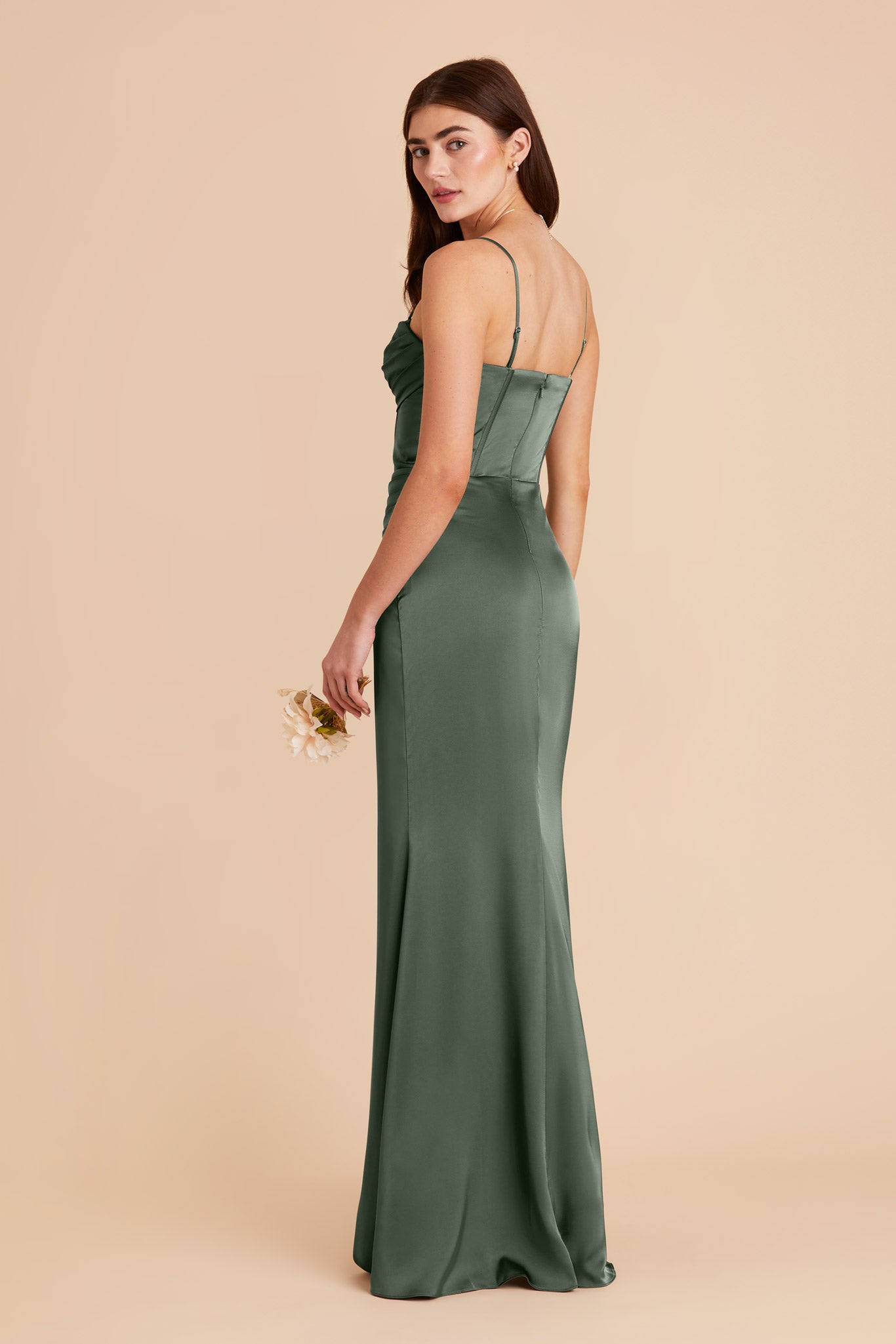 Eucalyptus Carrie Matte Satin Dress by Birdy Grey