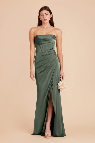 Eucalyptus Carrie Matte Satin Dress by Birdy Grey