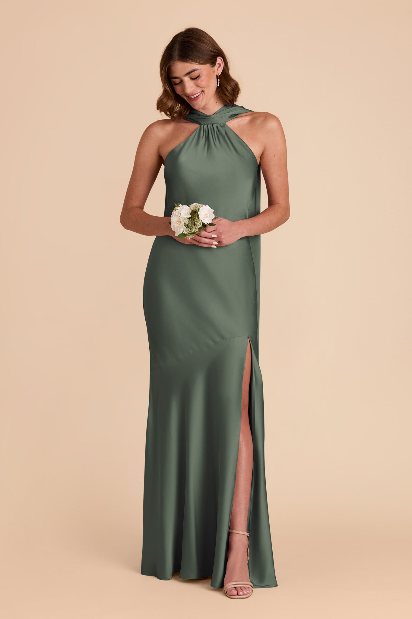 Eucalyptus Eileen Matte Satin Dress by Birdy Grey