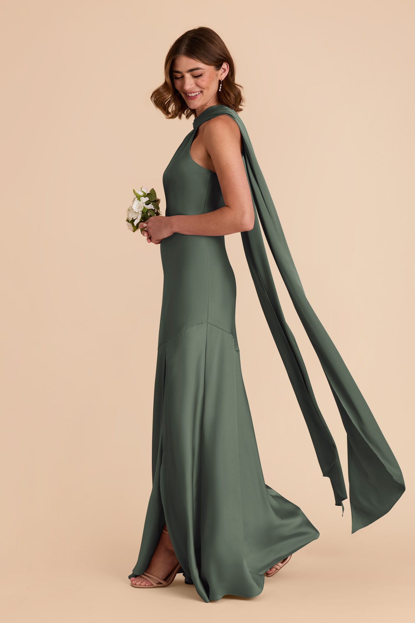 Eucalyptus Eileen Matte Satin Dress by Birdy Grey