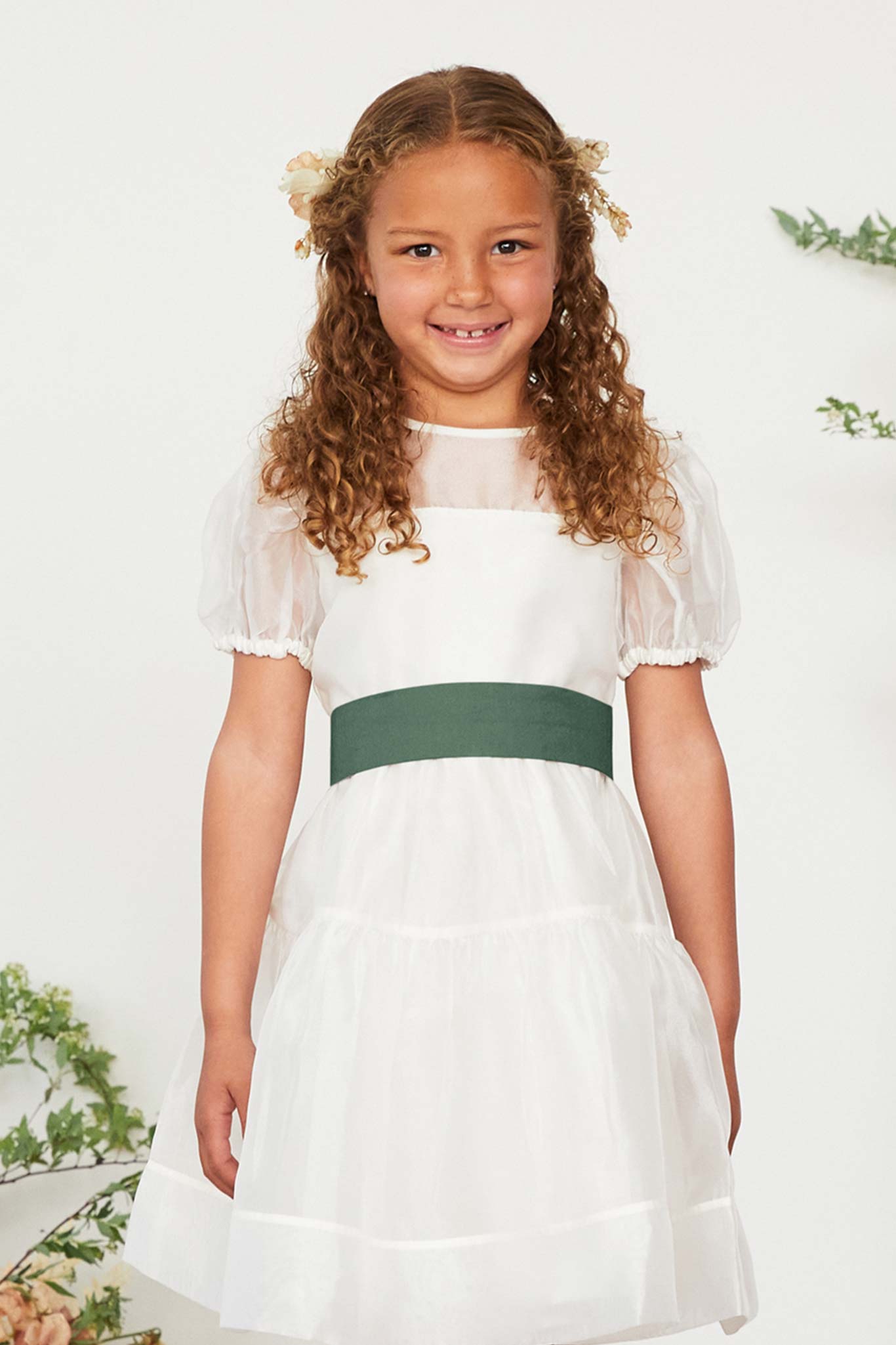 Liz Flower Girl Sash - Eucalyptus