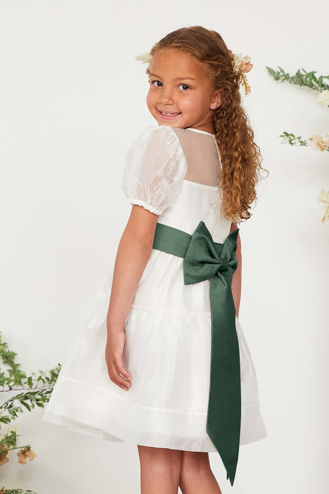 Liz Flower Girl Sash - Eucalyptus