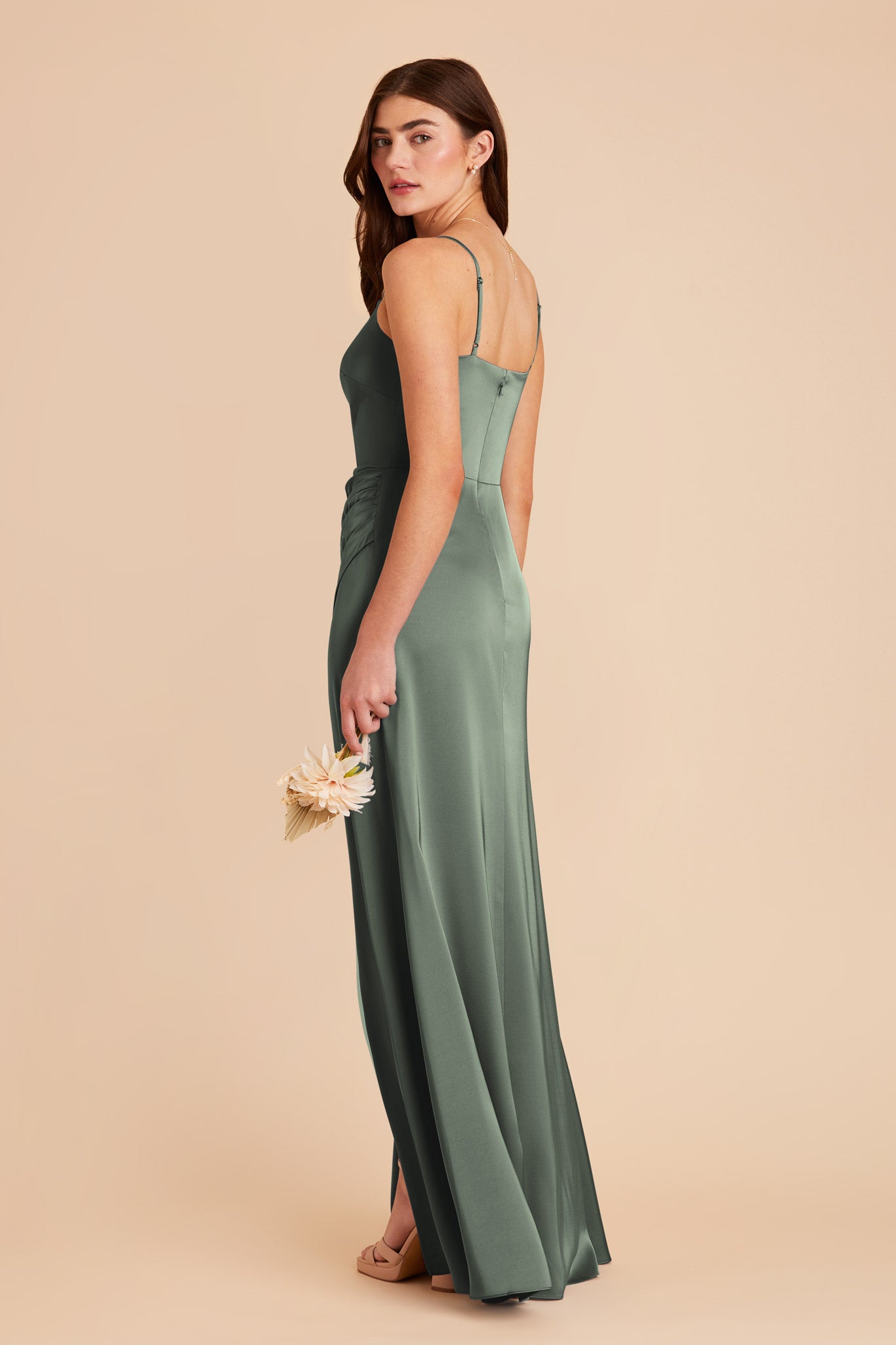 Eucalyptus Jennifer Matte Satin Dress by Birdy Grey