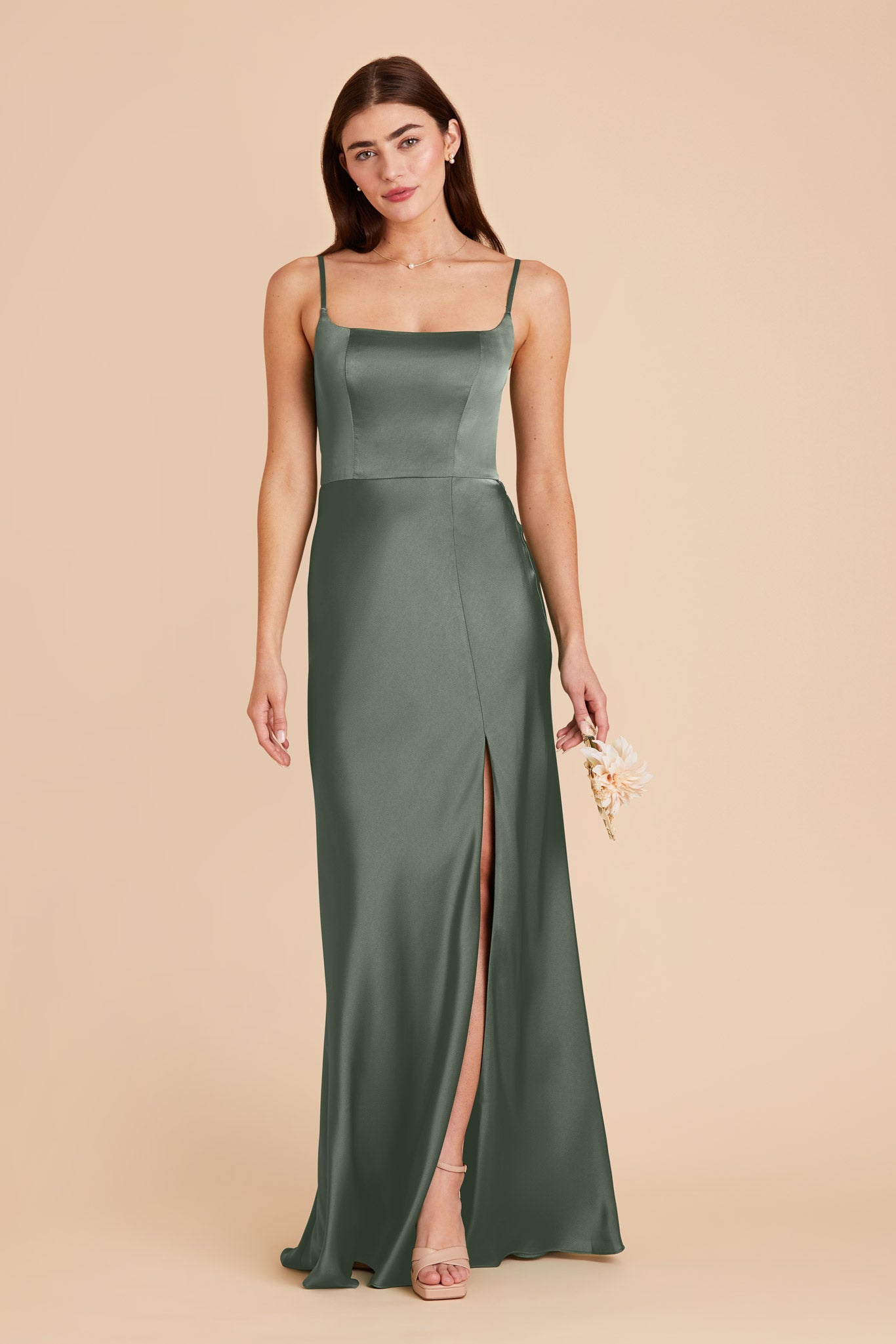 Eucalyptus Mai Matte Satin Dress by Birdy Grey