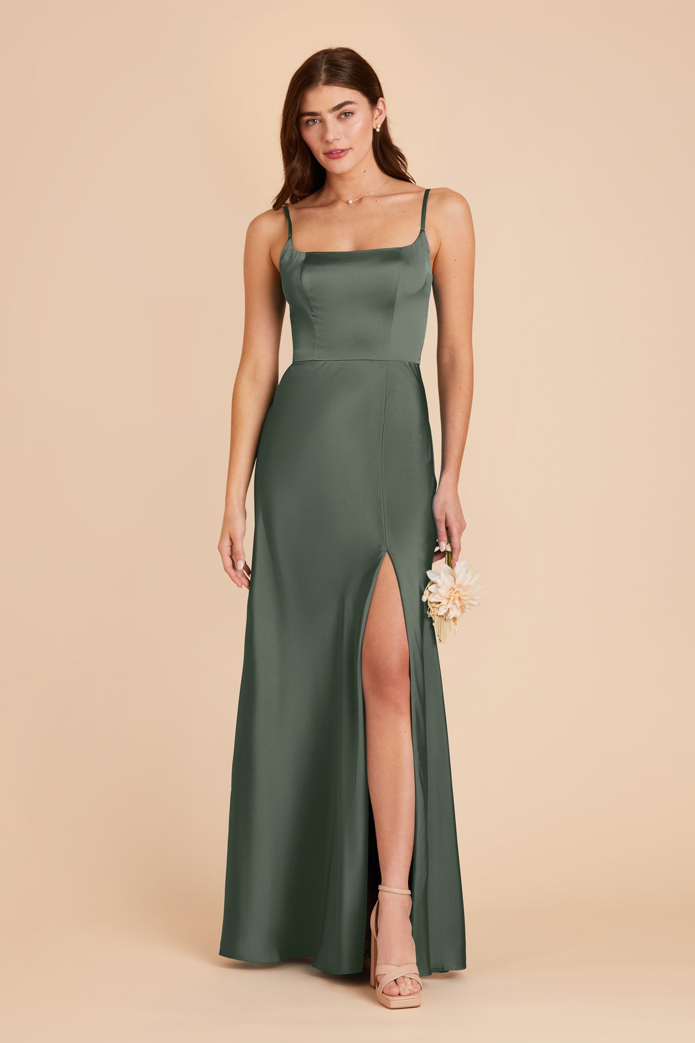 Eucalyptus Mai Matte Satin Dress by Birdy Grey