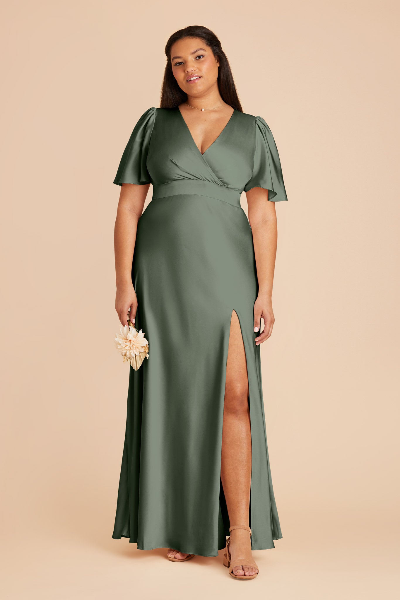 Eucalyptus Marni Matte Satin Dress by Birdy Grey