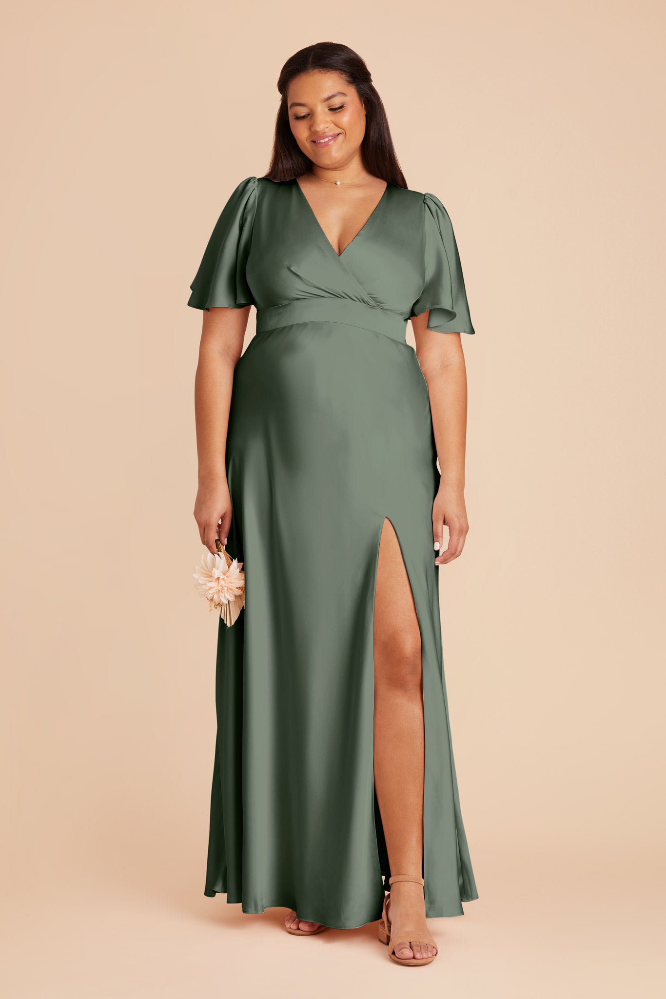 Eucalyptus Marni Matte Satin Dress by Birdy Grey