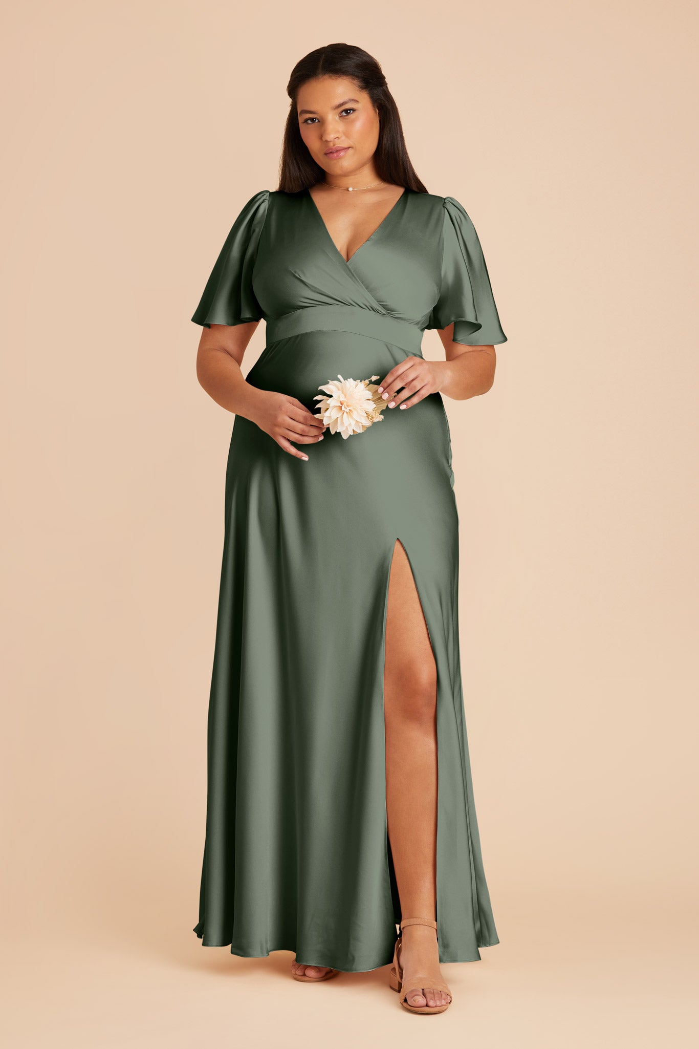 Eucalyptus Marni Matte Satin Dress by Birdy Grey