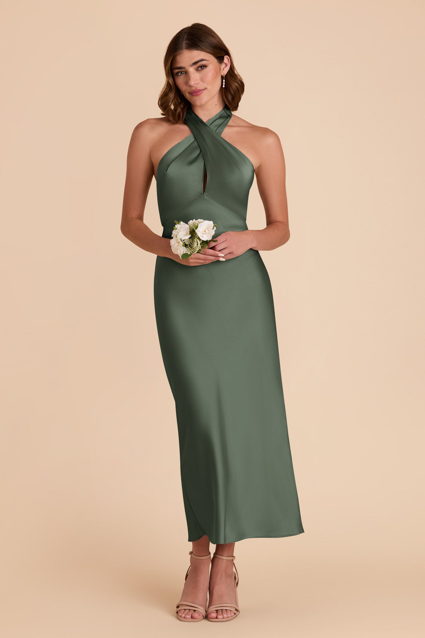 Eucalyptus Monique Matte Satin Dress by Birdy Grey