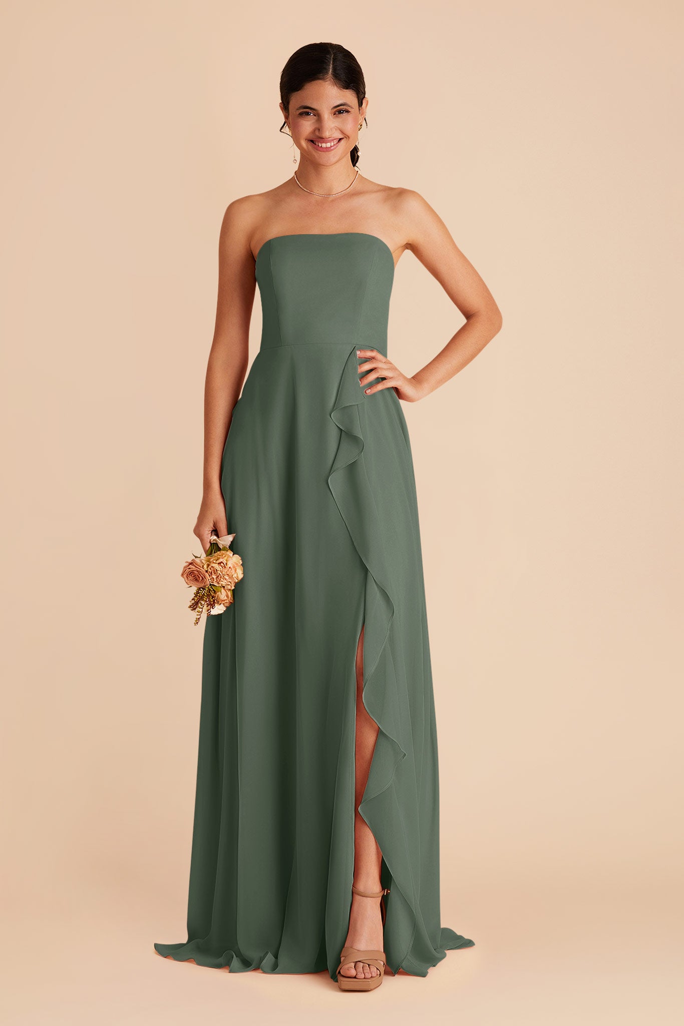 Eucalyptus Winnie Chiffon Ruffle Bridesmaid Dress