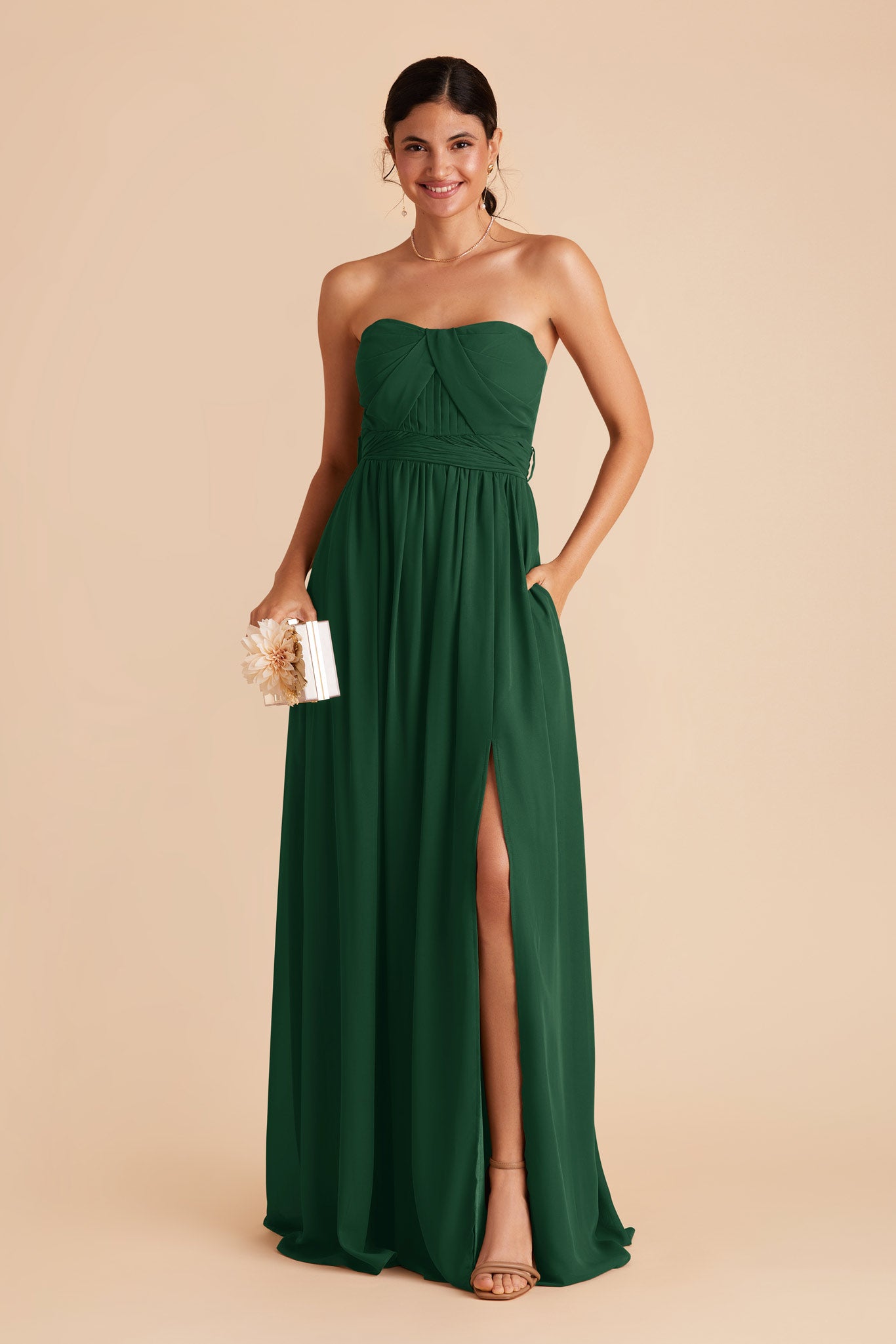 Forest Green Grace Convertible Chiffon Dress by Birdy Grey