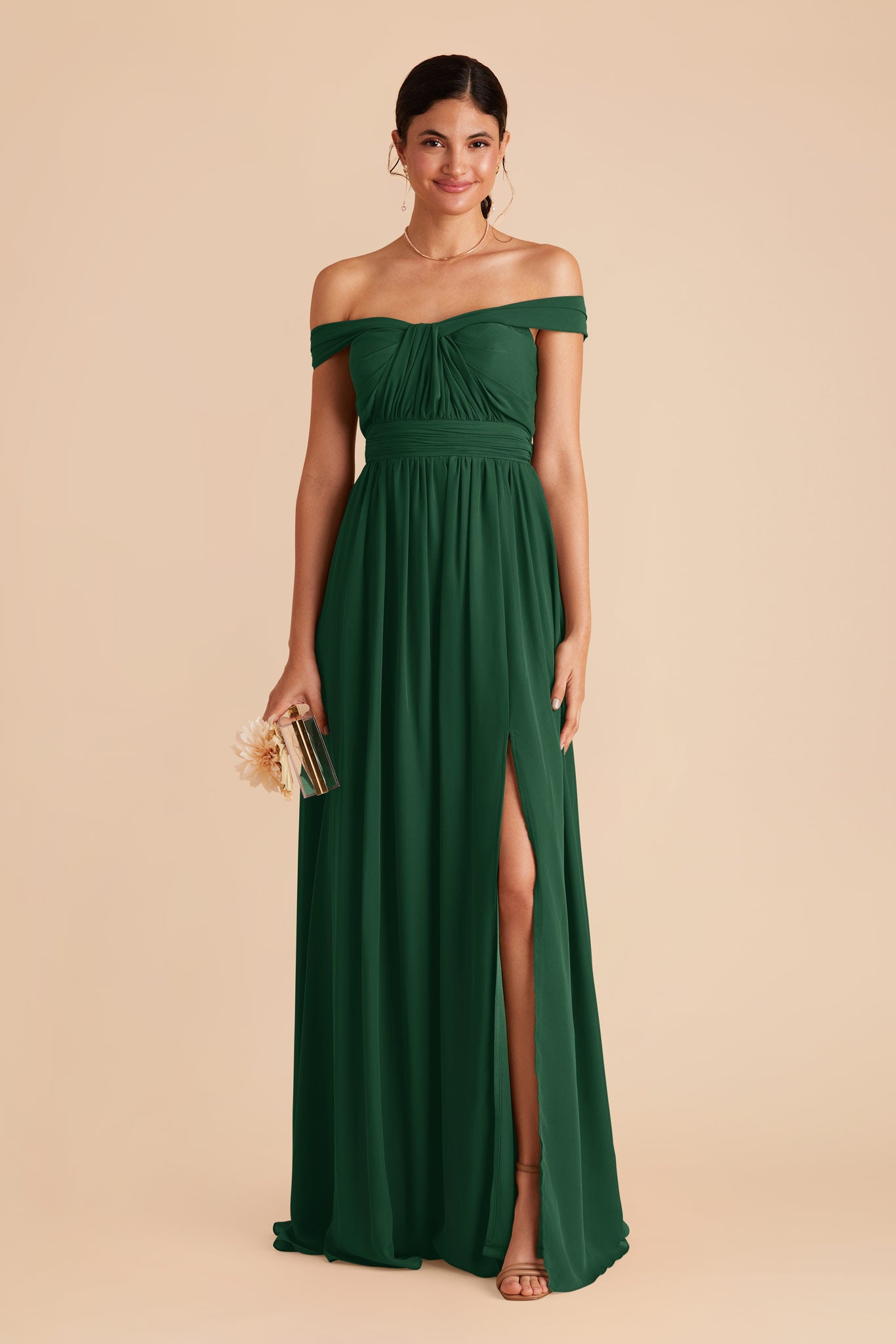 Forest Green Grace Convertible Chiffon Dress by Birdy Grey