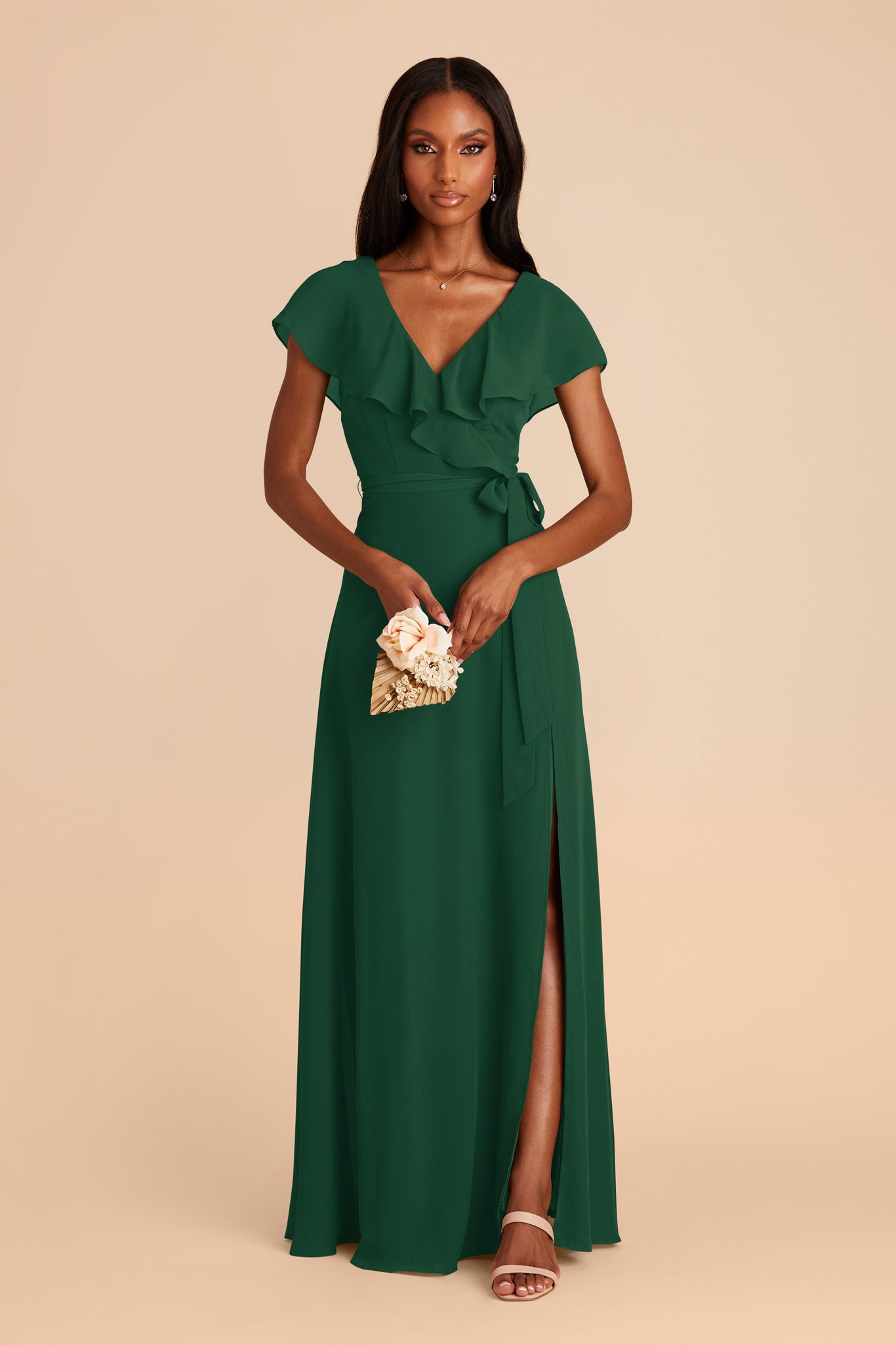 Social Bridesmaids Forest buy Green Sleeveless Ruffled Wrap Maxi Dress 12