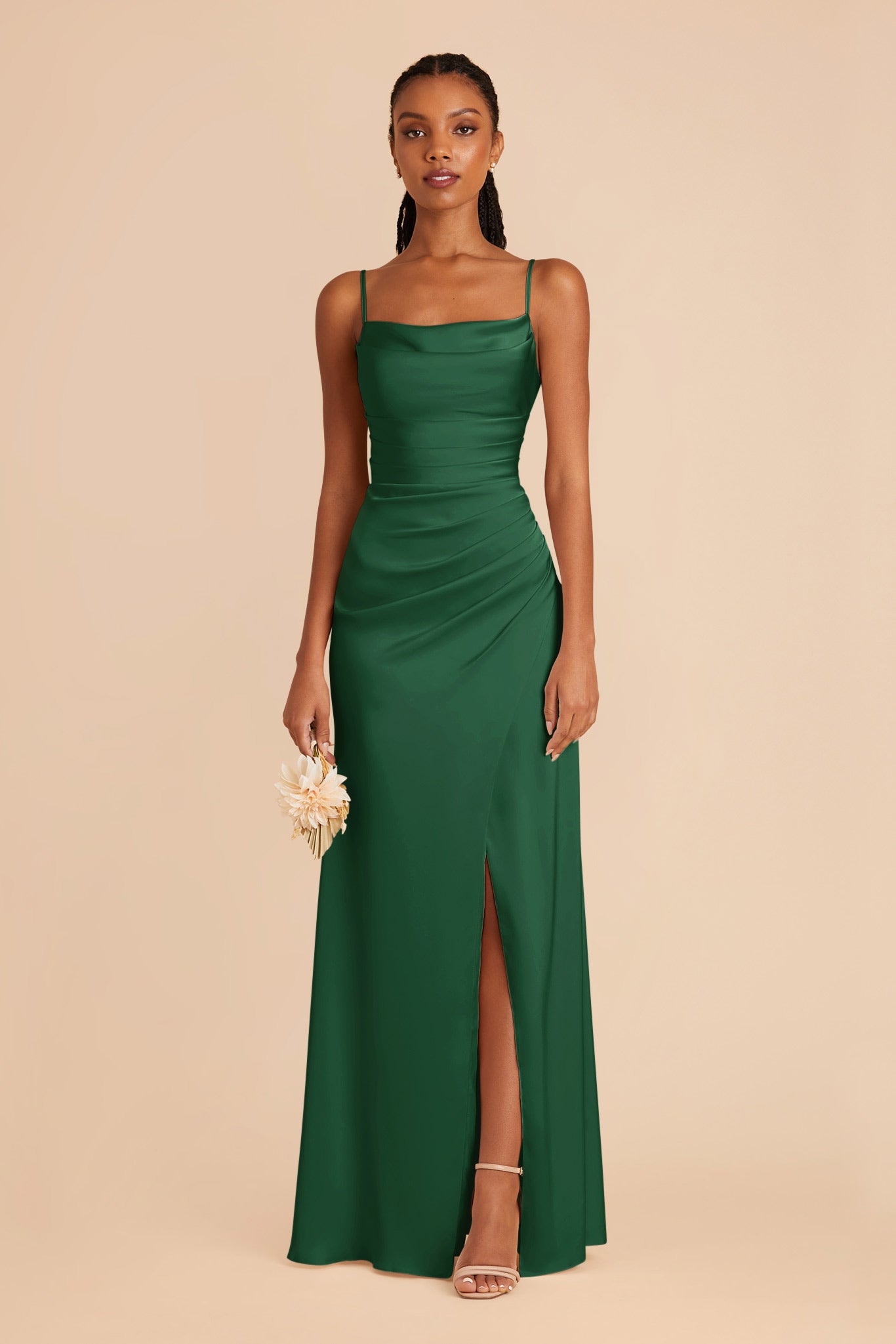 Forest green satin dress clearance