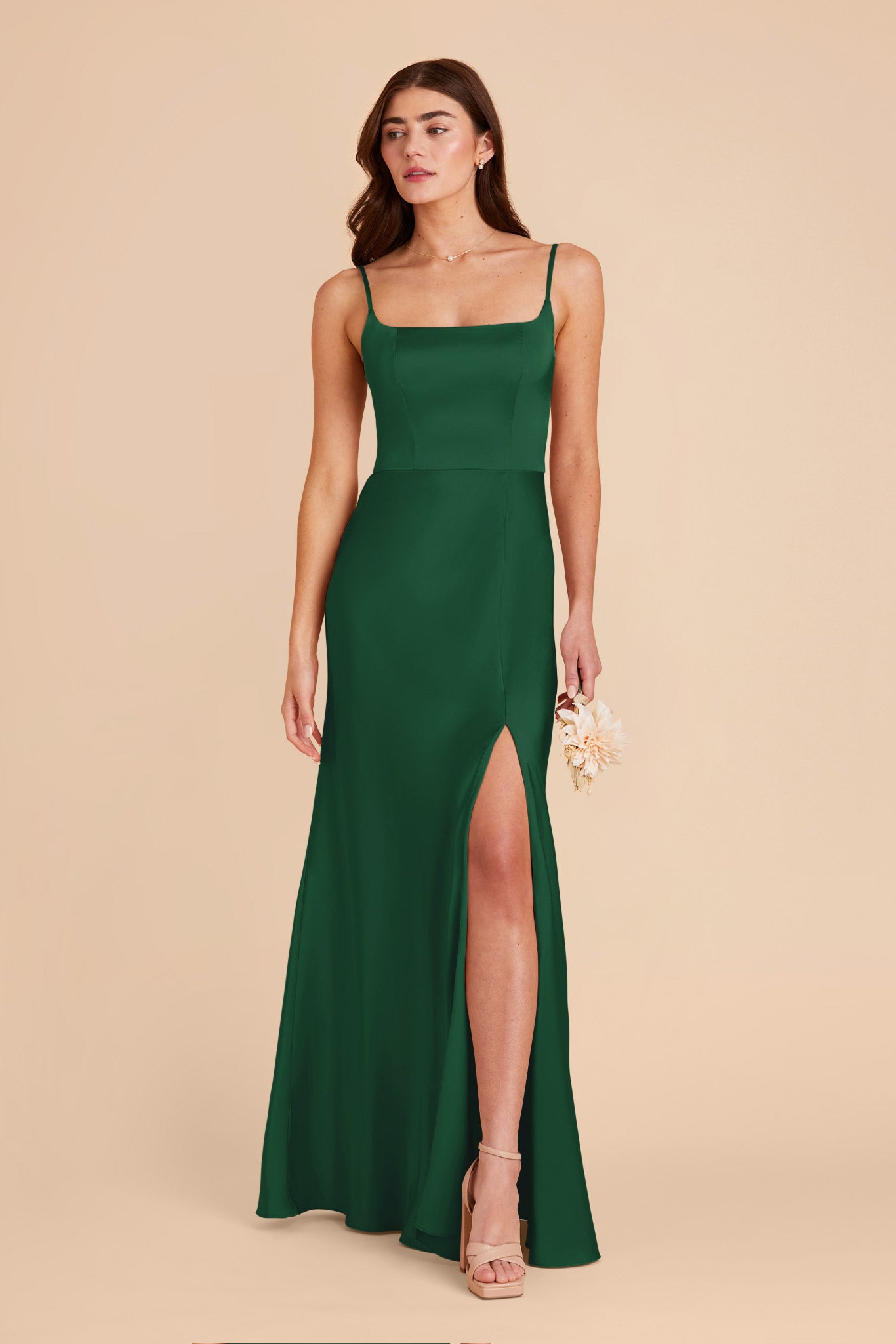 Forest Green Mai Matte Satin Dress by Birdy Grey