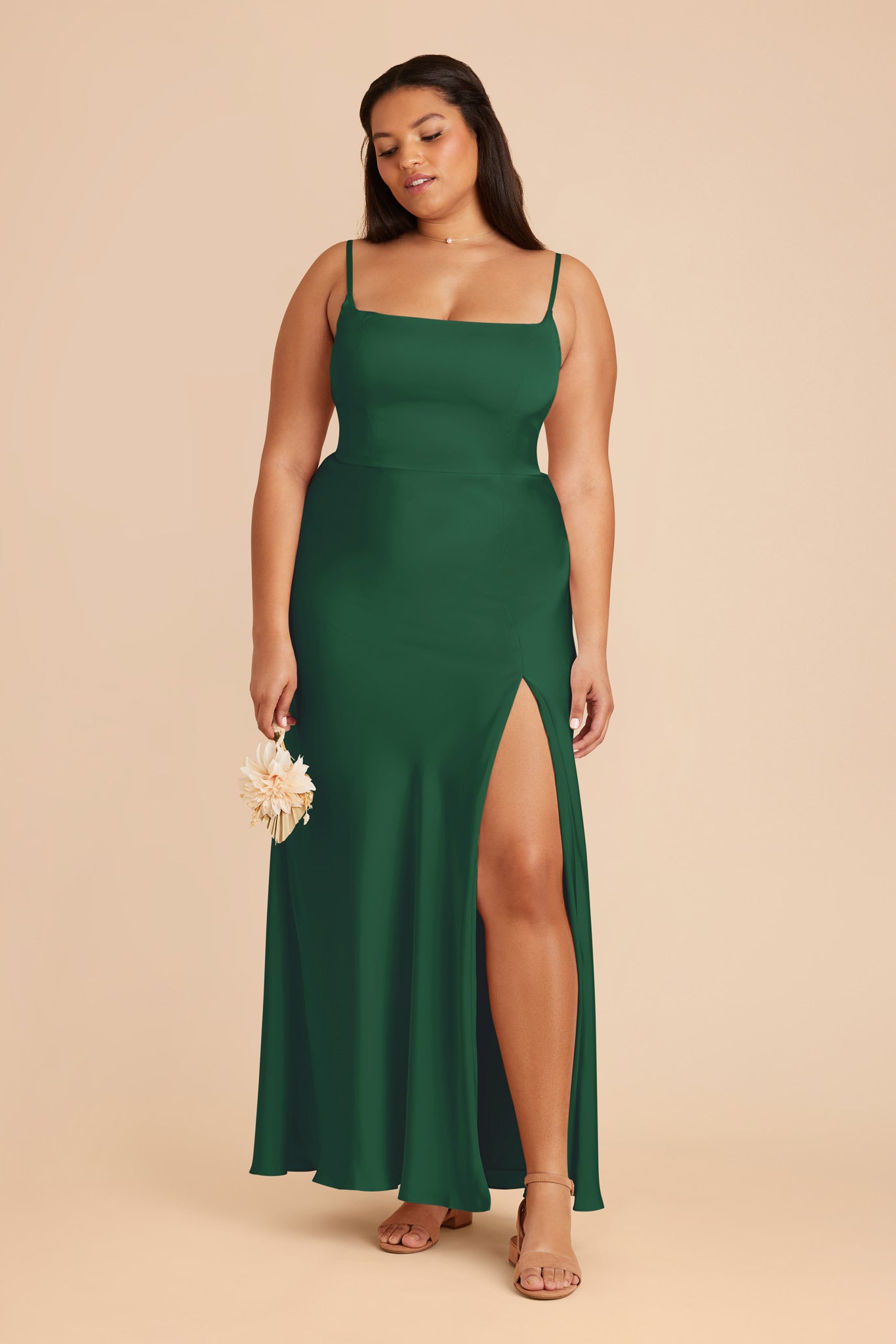 Forest Green Mai Matte Satin Dress by Birdy Grey