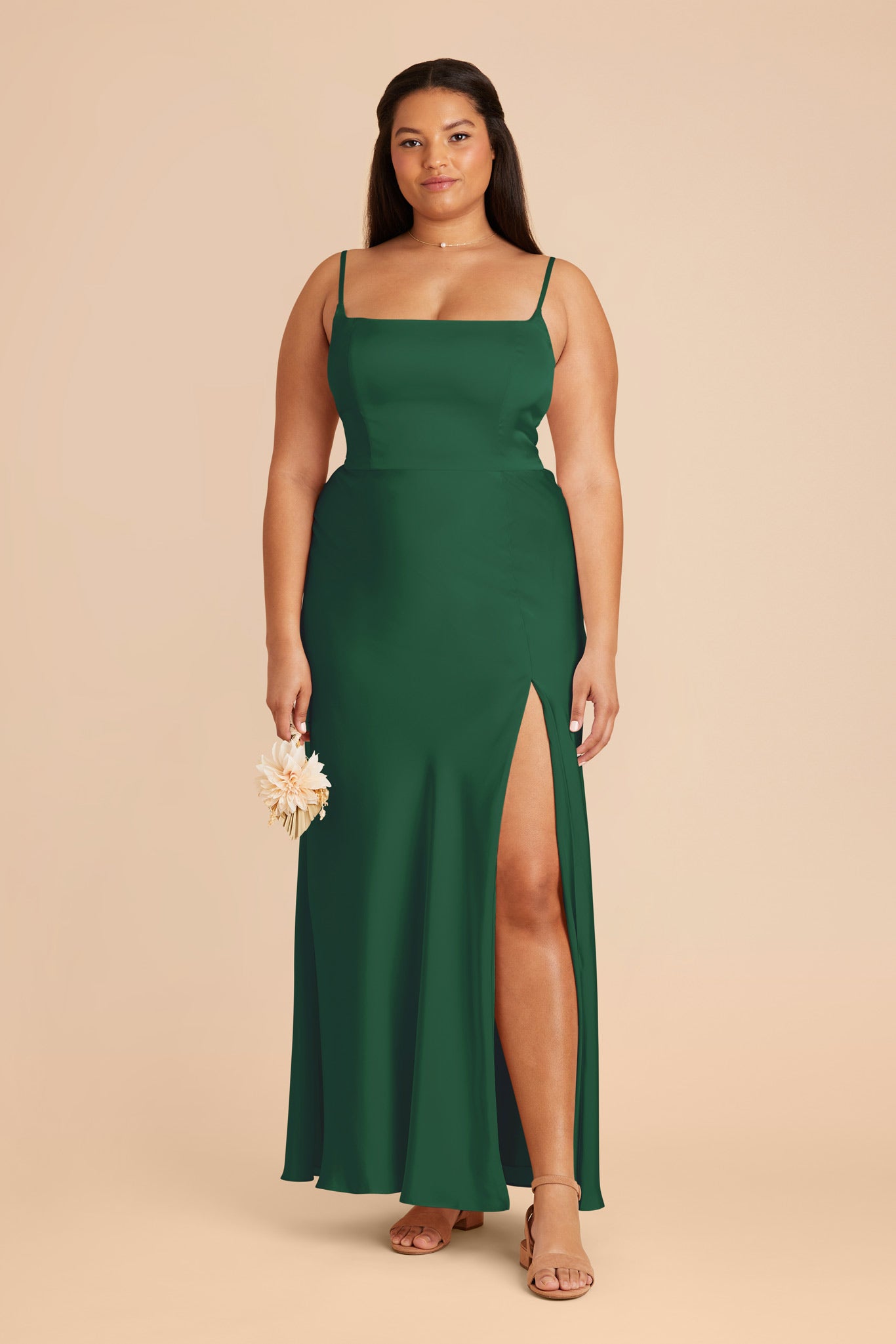 Forest Green Mai Matte Satin Dress by Birdy Grey