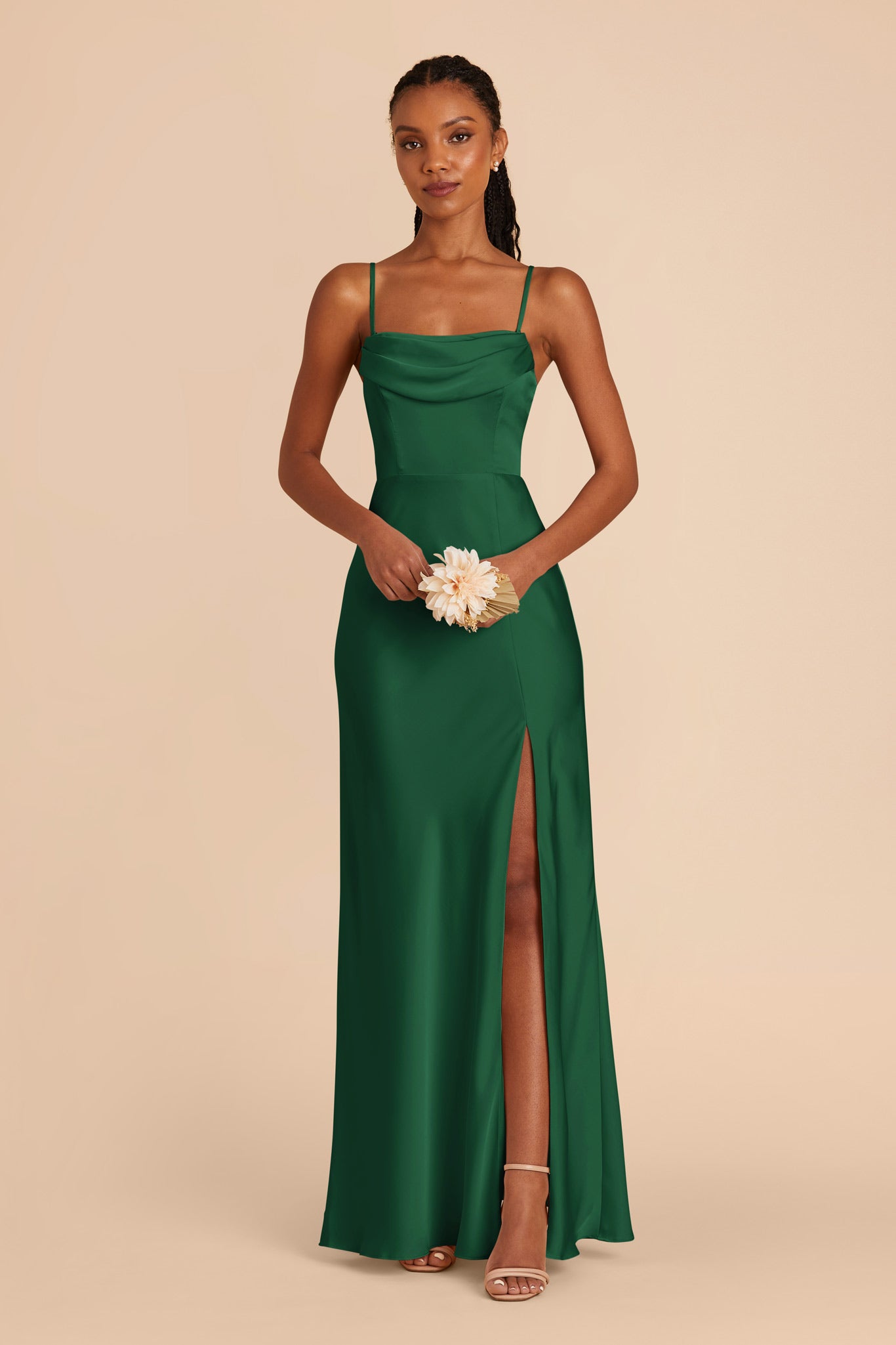 Forest Green Mia Matte Satin Dress by Birdy Grey