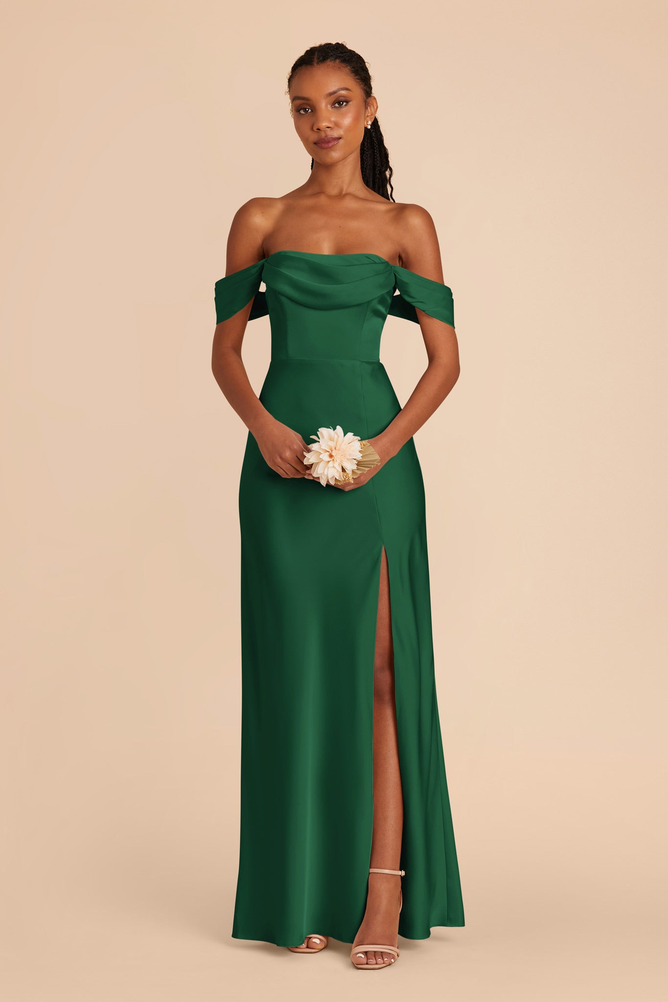 Forest Green Mia Matte Satin Dress by Birdy Grey