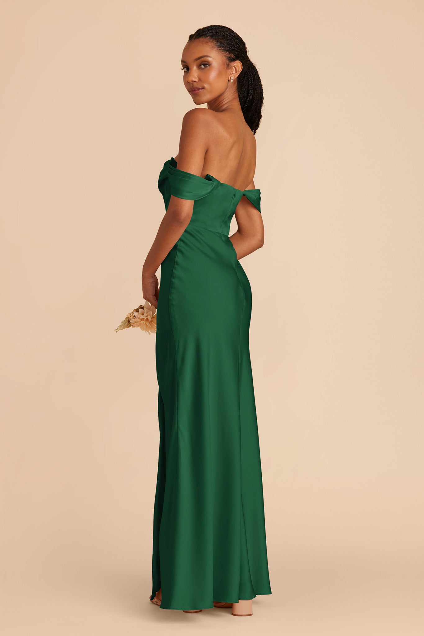 Forest Green Mia Matte Satin Dress by Birdy Grey