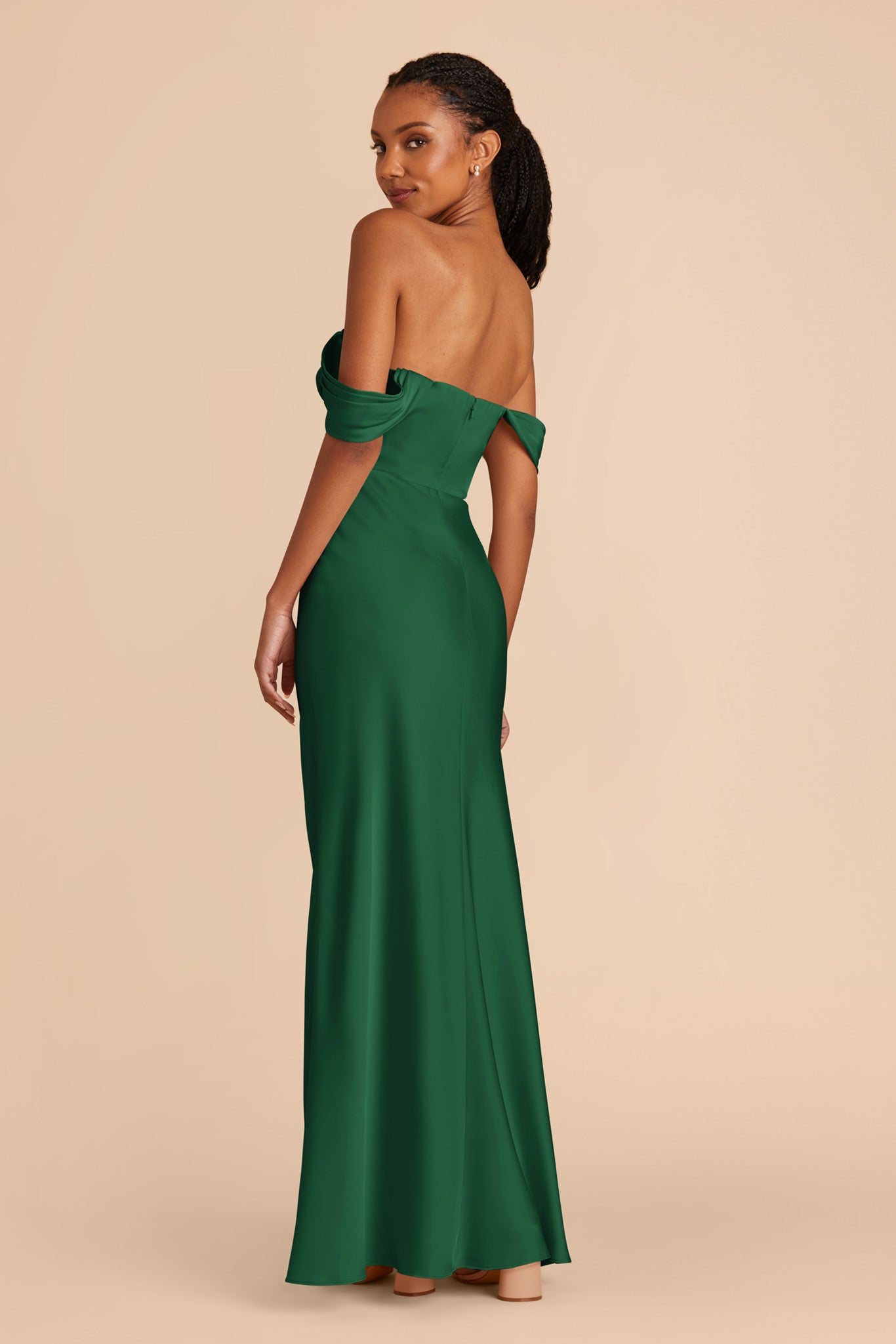 Forest Green Mia Matte Satin Dress by Birdy Grey