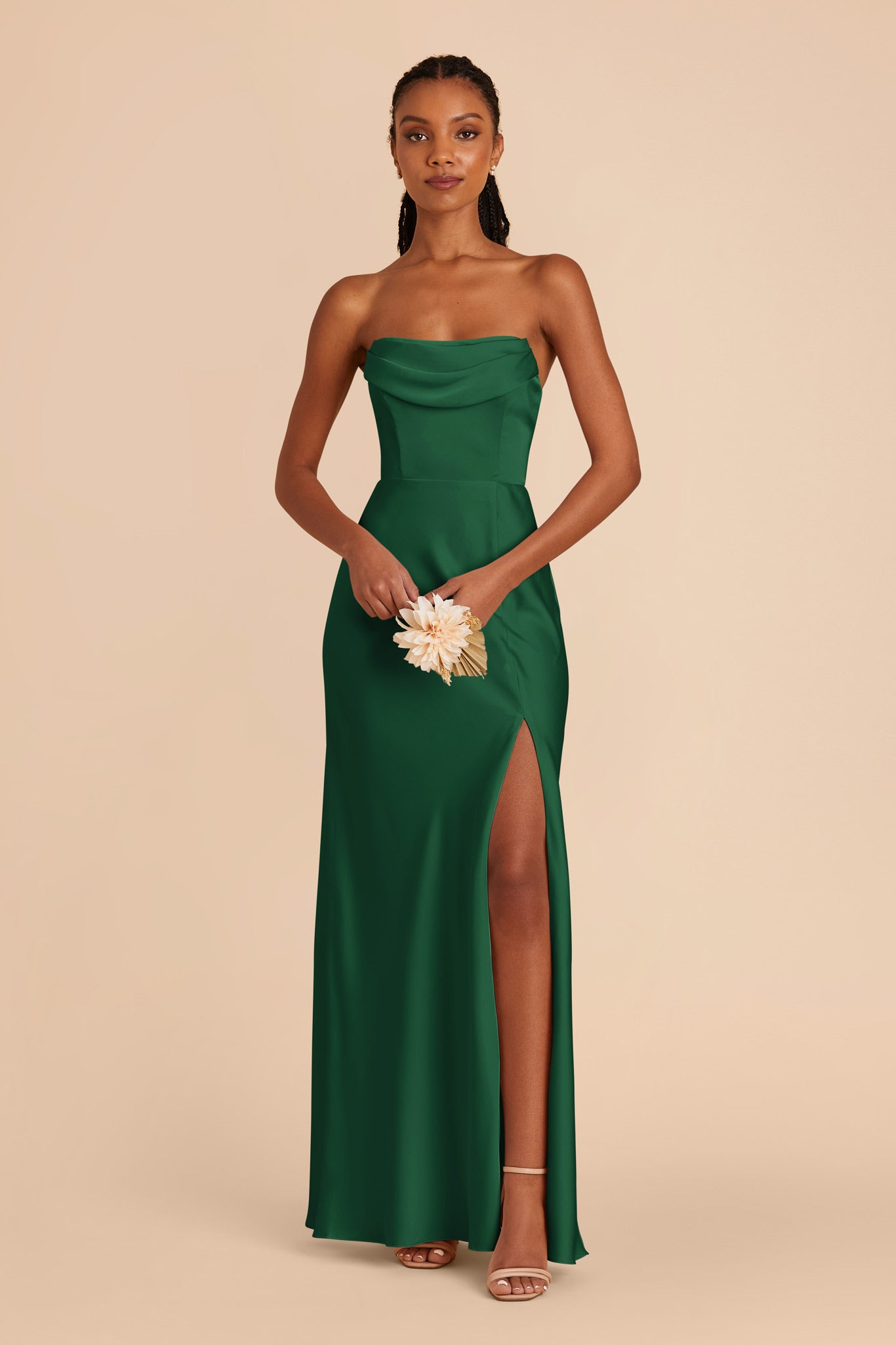 Forest Green Mia Matte Satin Dress by Birdy Grey