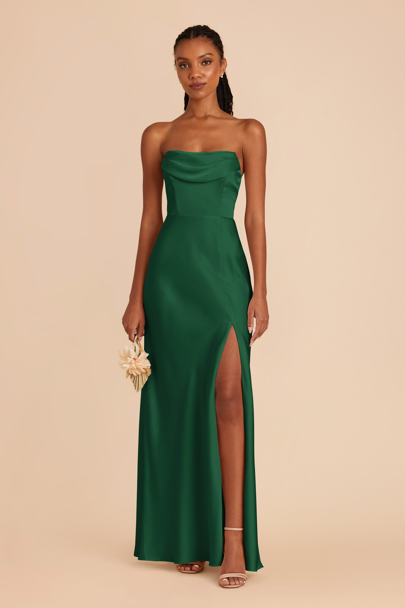 Forest Green Mia Matte Satin Dress by Birdy Grey