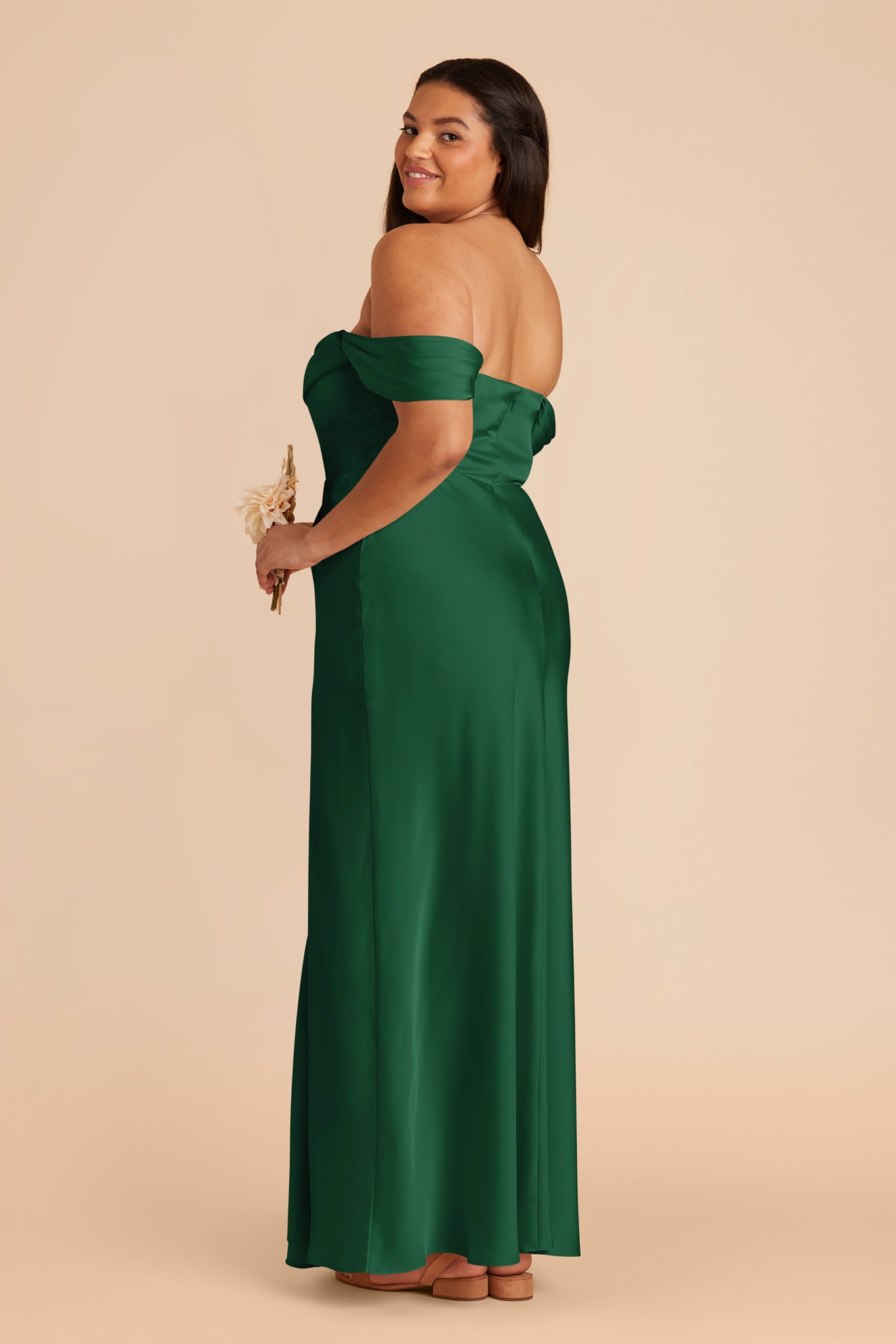 Forest Green Mia Matte Satin Dress by Birdy Grey