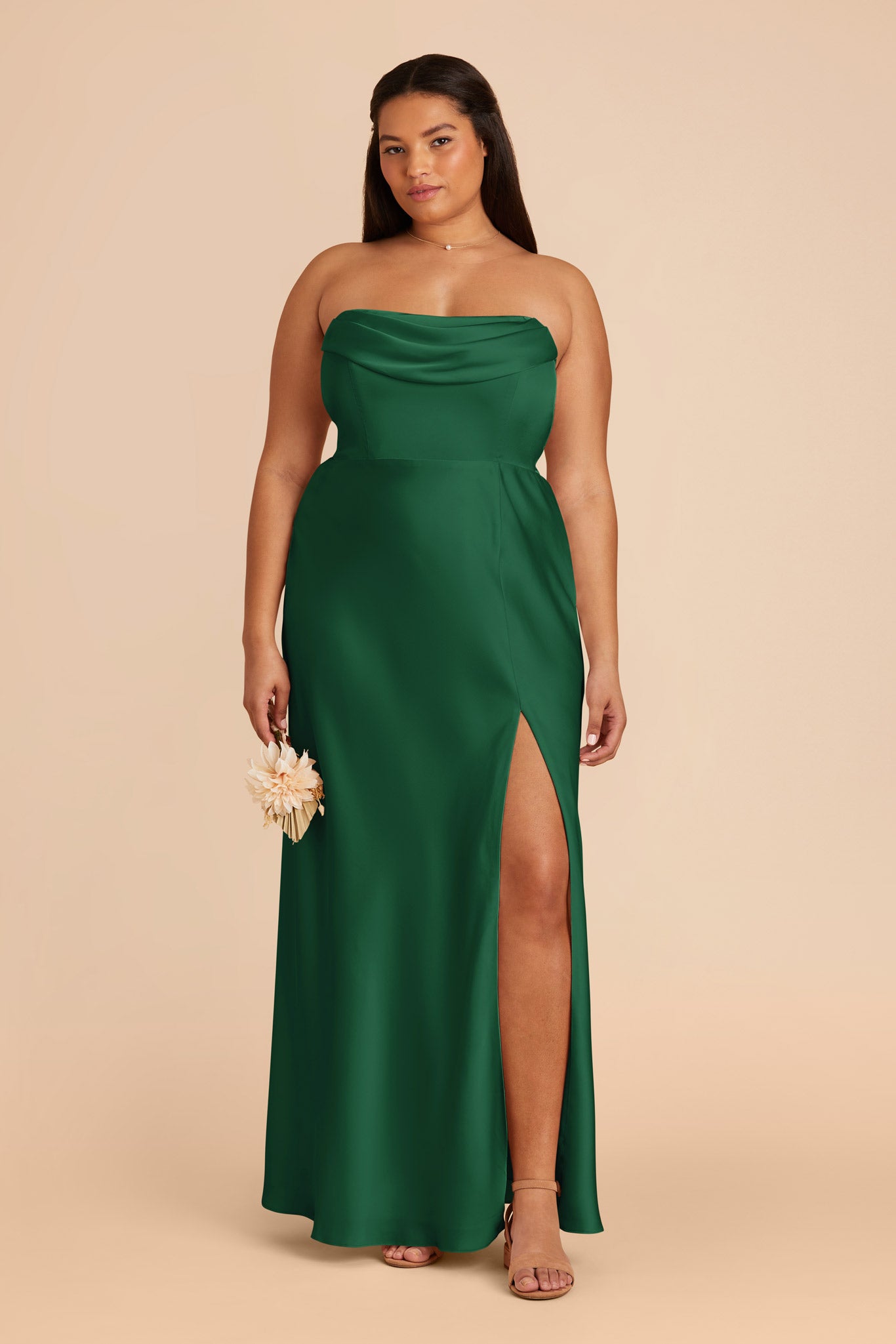 Forest Green Mia Matte Satin Dress by Birdy Grey