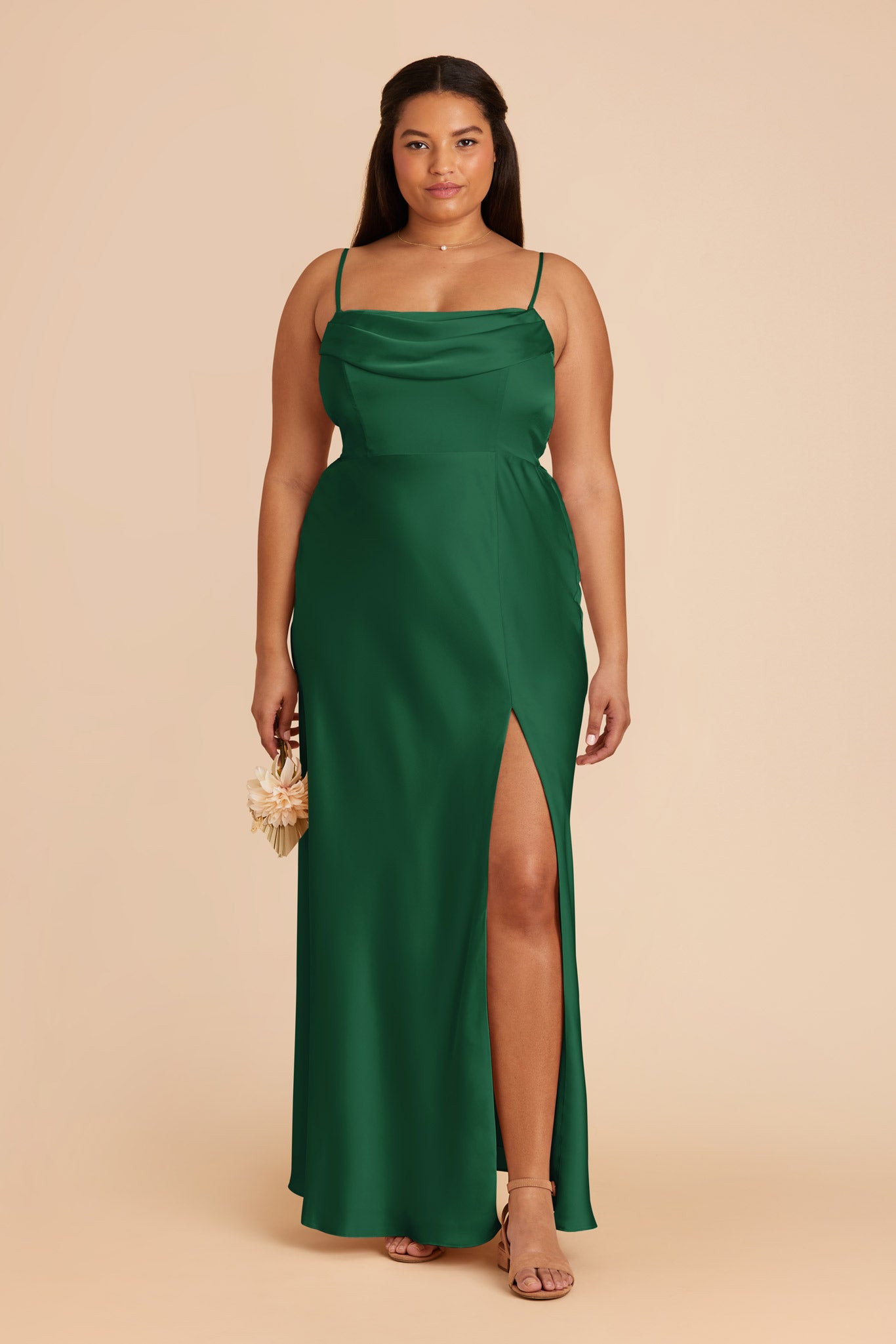 Forest Green Mia Matte Satin Dress by Birdy Grey