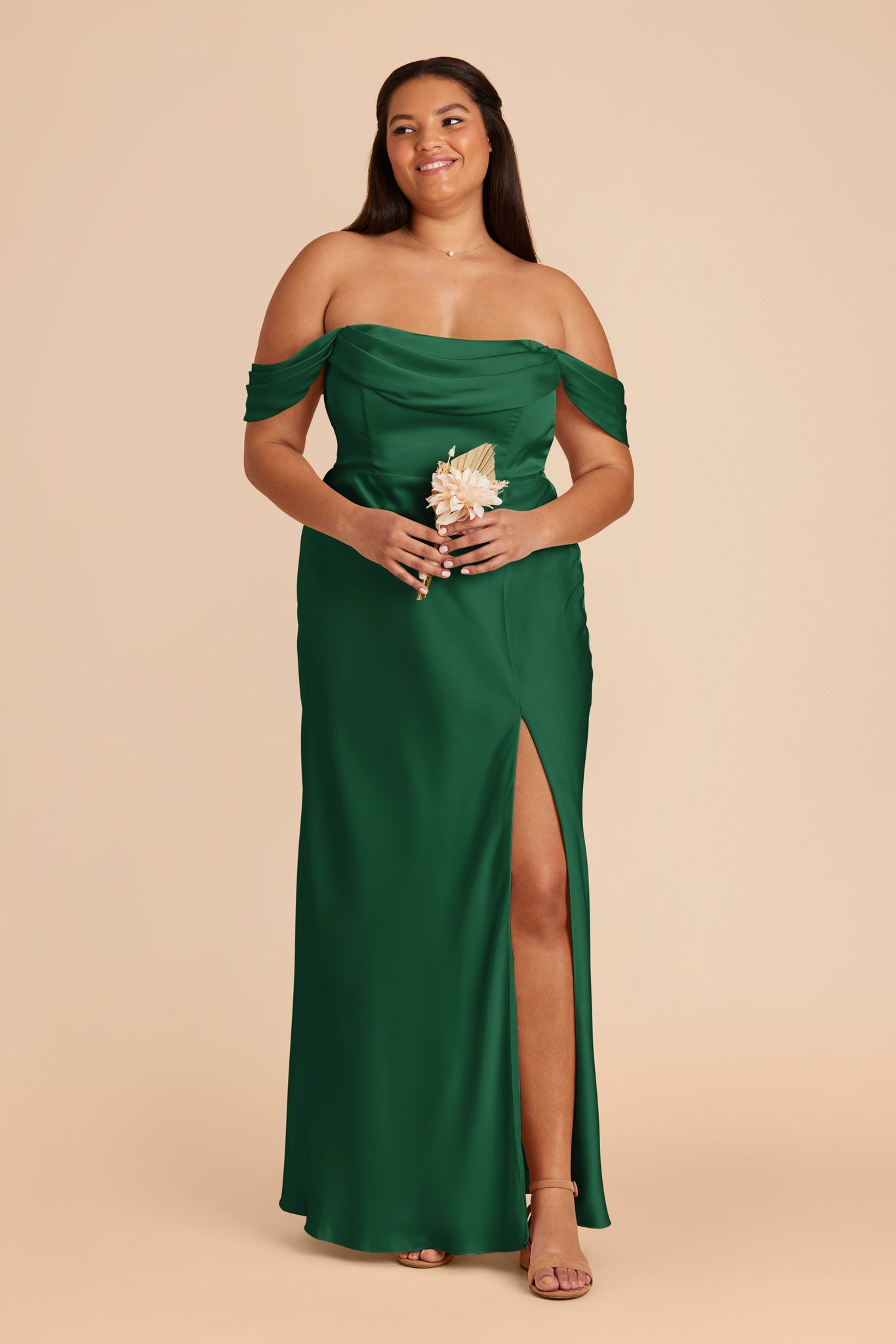 Forest Green Mia Matte Satin Dress by Birdy Grey