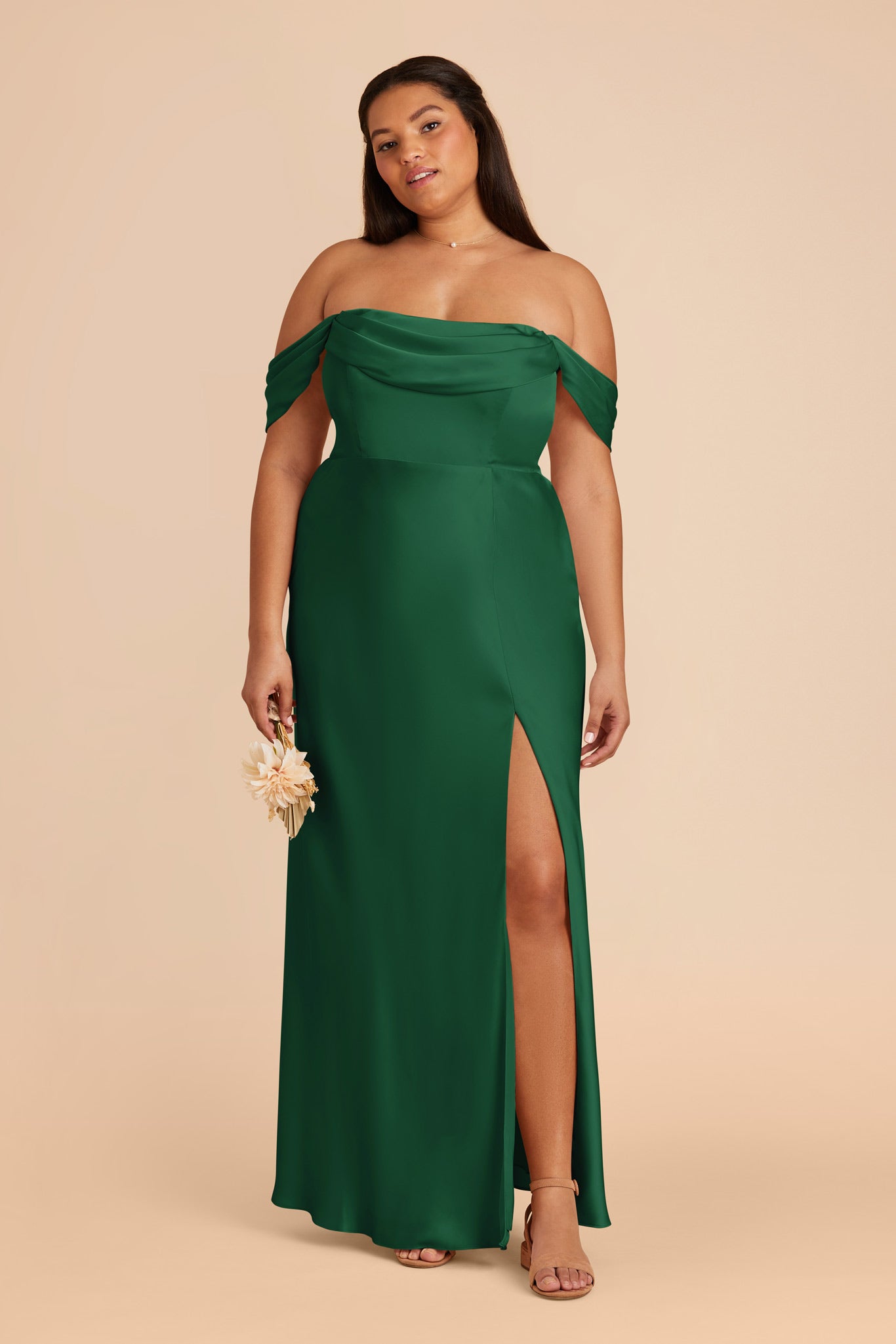 Forest Green Mia Matte Satin Dress by Birdy Grey