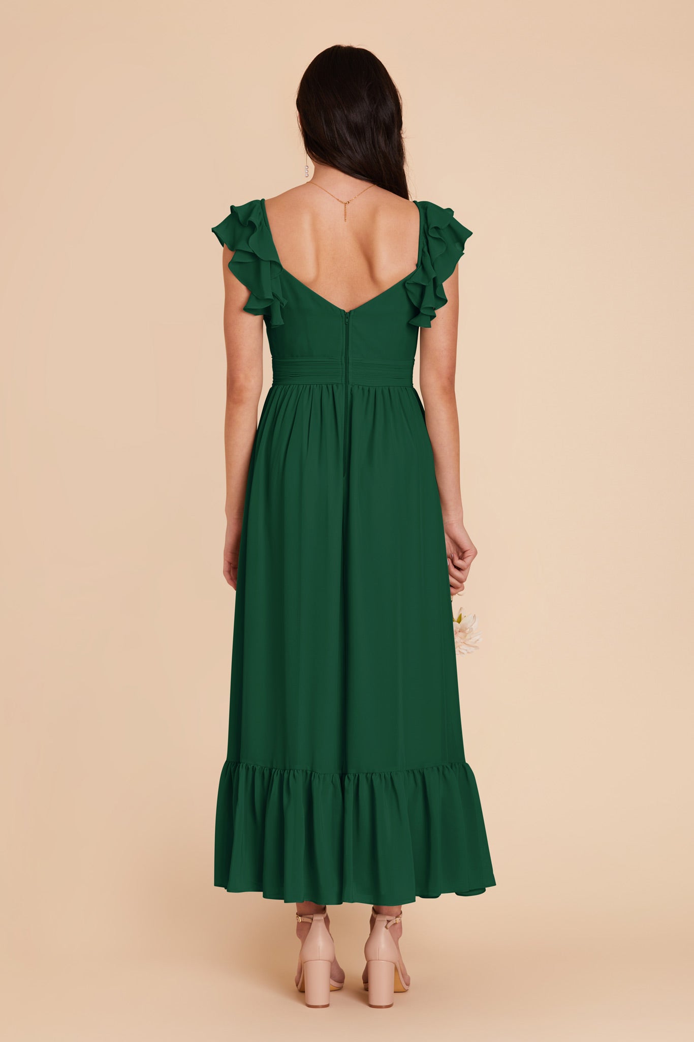 Forest Green Michelle Chiffon Dress by Birdy Grey