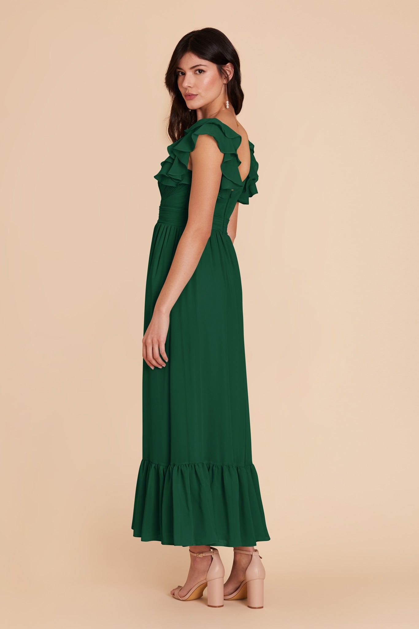 Forest Green Michelle Chiffon Dress by Birdy Grey