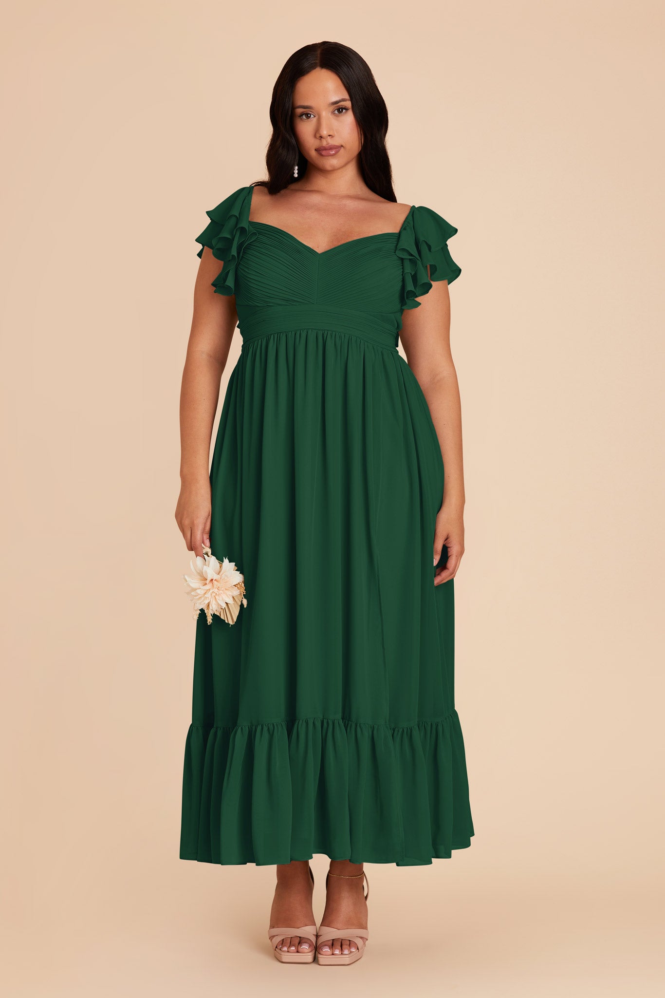 Forest Green Michelle Chiffon Dress by Birdy Grey