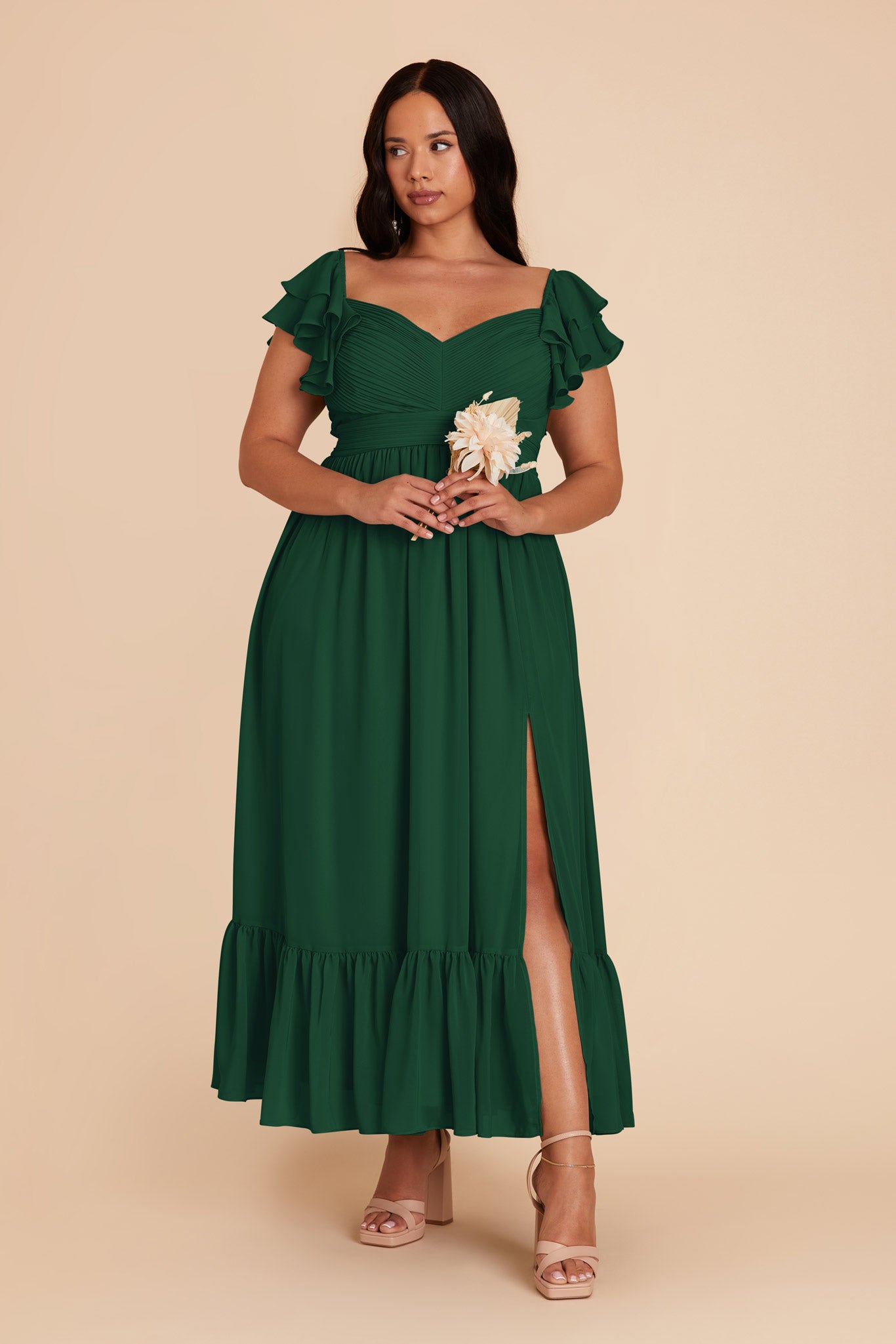 Forest Green Michelle Chiffon Dress by Birdy Grey