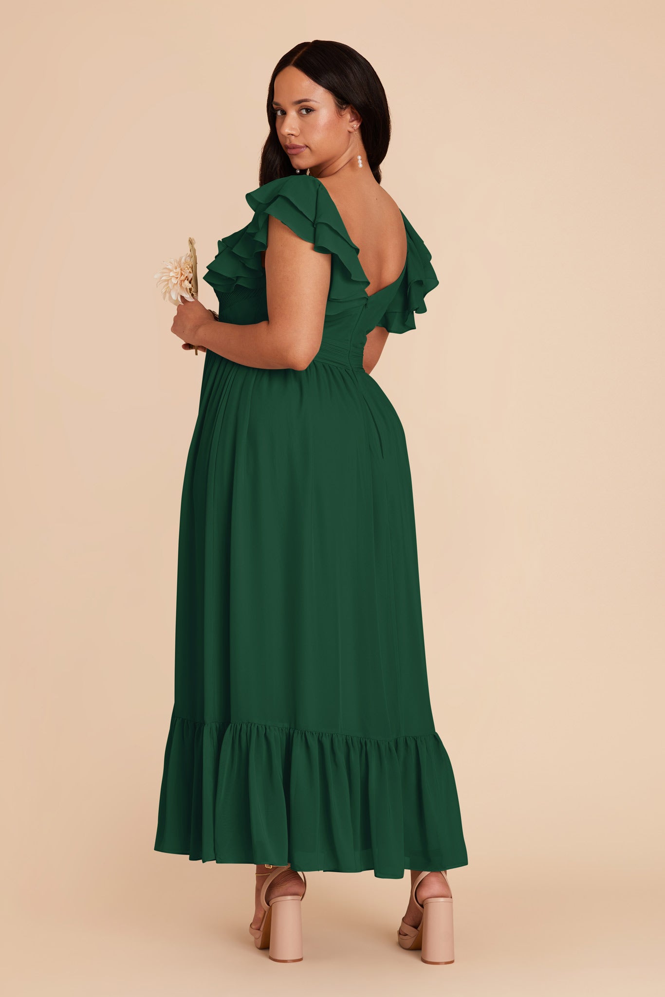 Forest Green Michelle Chiffon Dress by Birdy Grey