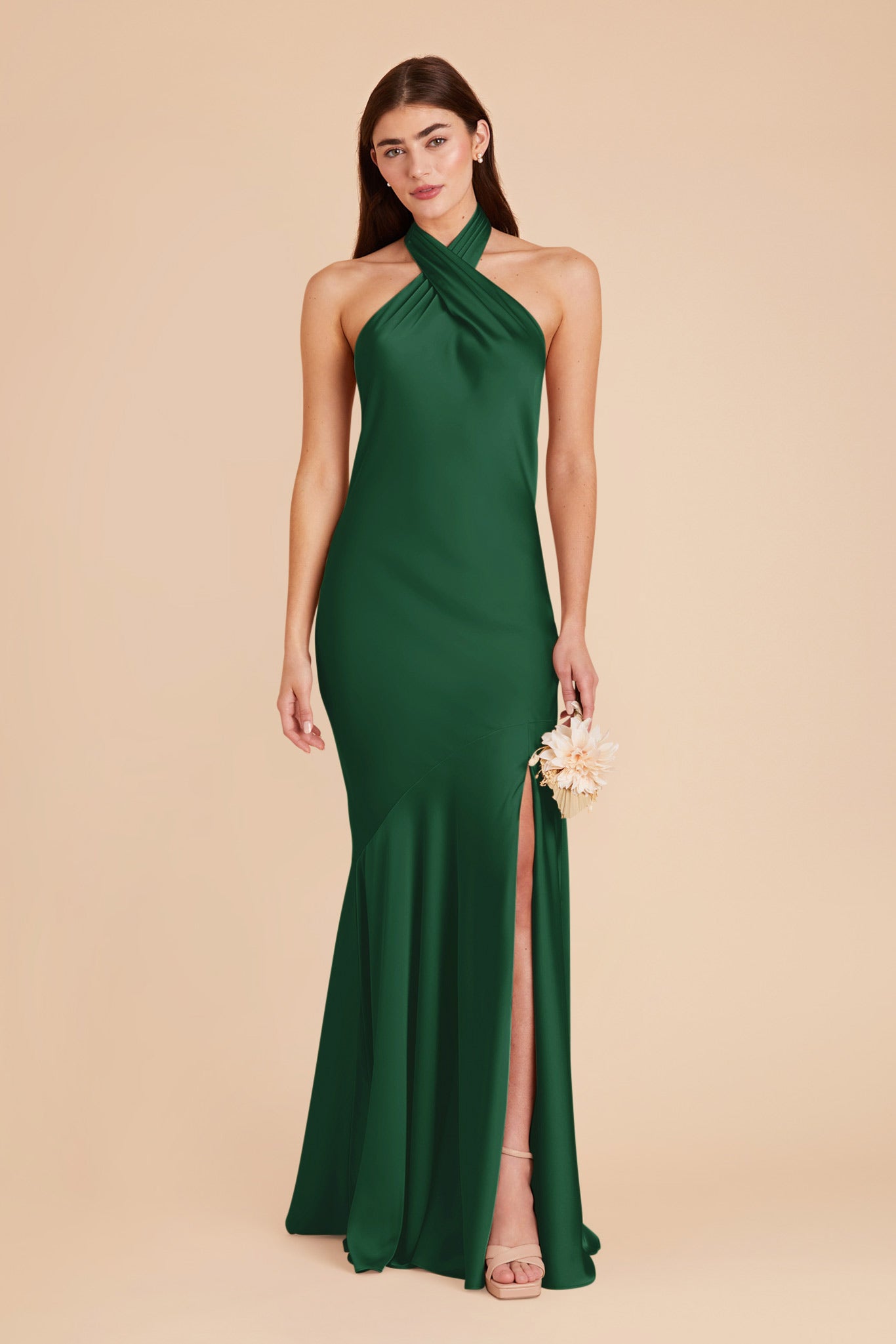 Forest Green Stephanie Matte Satin Dress by Birdy Grey