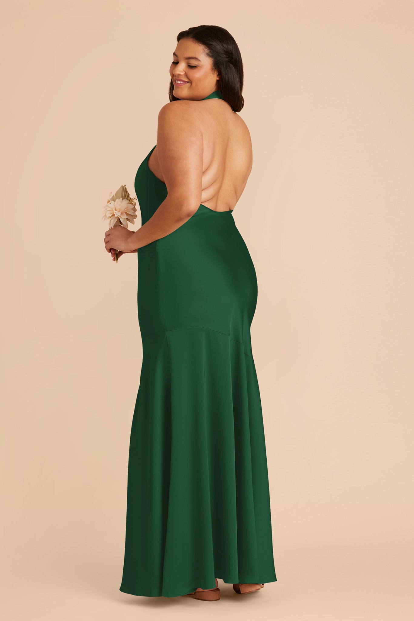 Forest Green Stephanie Matte Satin Dress by Birdy Grey