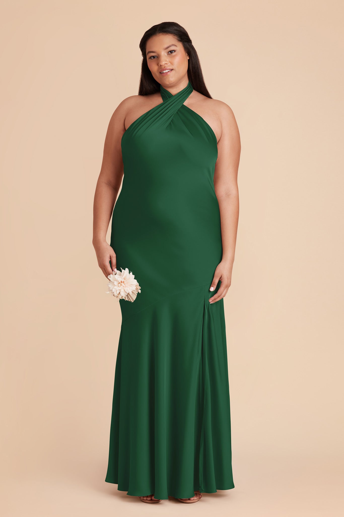 Forest Green Stephanie Matte Satin Dress by Birdy Grey