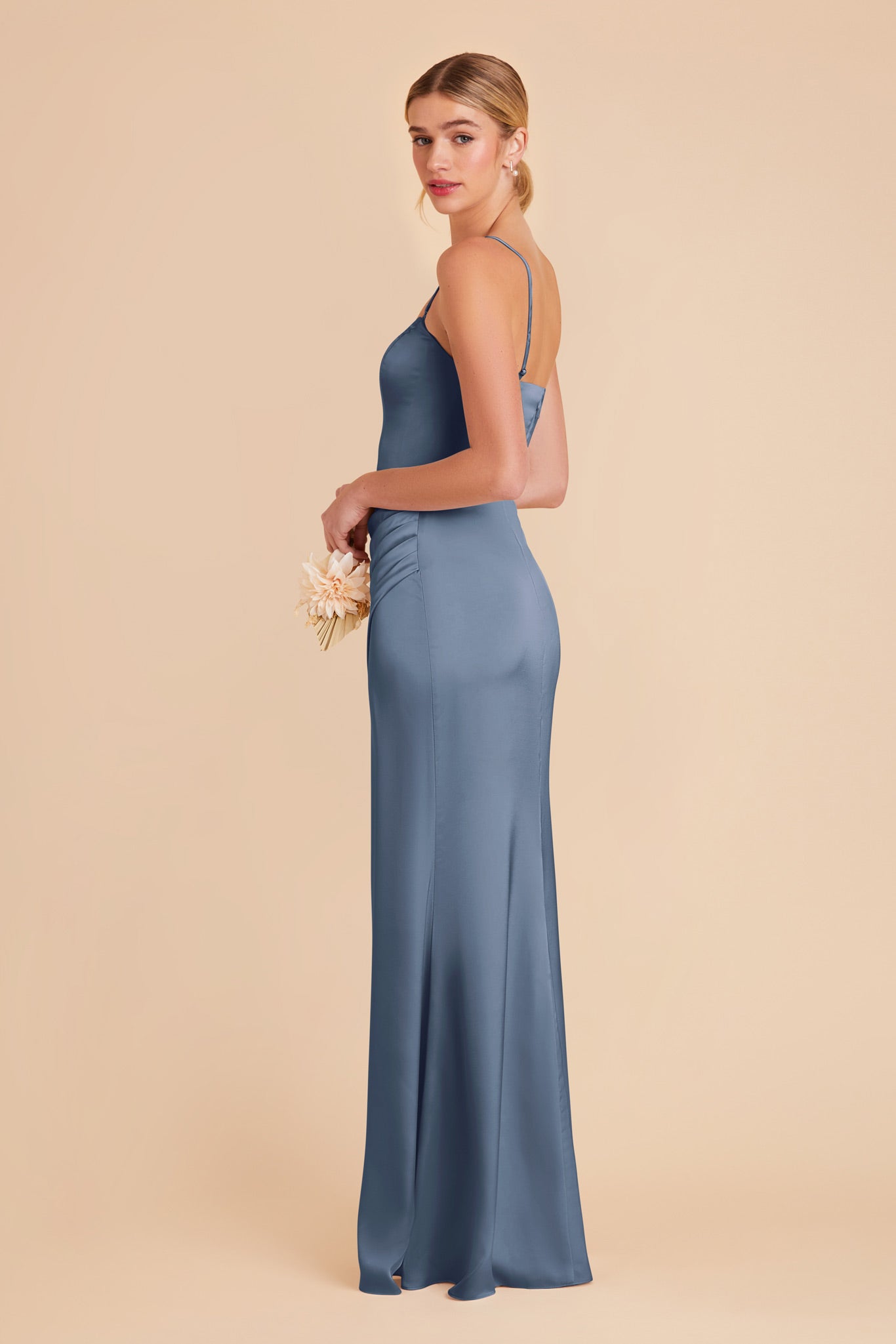 French Blue Anne Matte Satin Dress by Birdy Grey