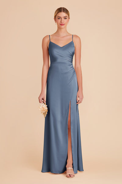 French Blue Catherine Matte Satin Dress by Birdy Grey