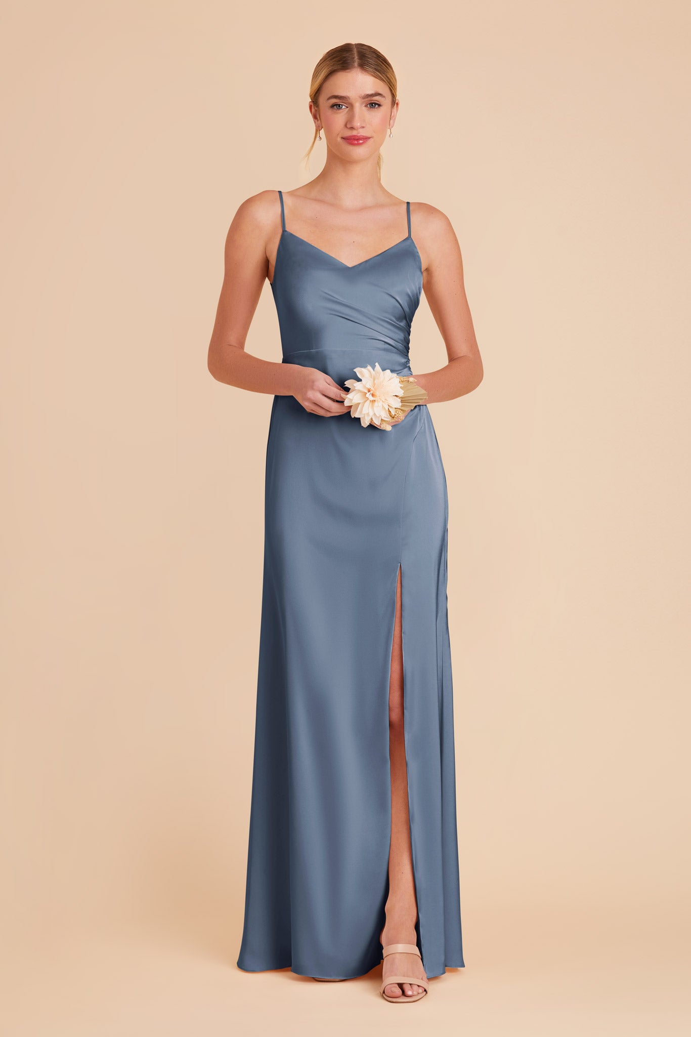 French Blue Catherine Matte Satin Dress by Birdy Grey