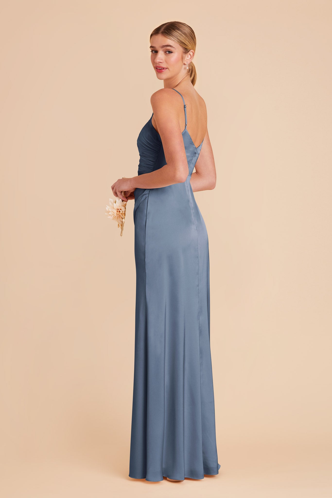 French Blue Catherine Matte Satin Dress by Birdy Grey