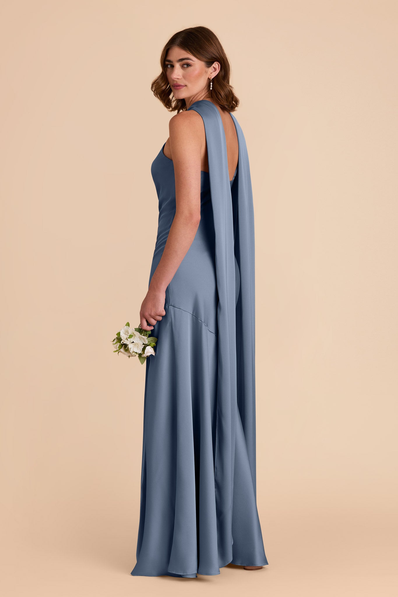 French Blue Eileen Matte Satin Dress by Birdy Grey