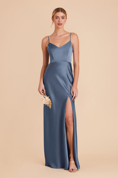 French Blue Jay Matte Satin Dress by Birdy Grey