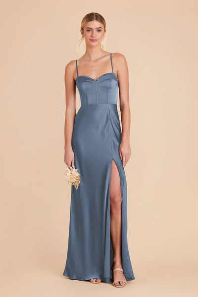 French Blue Jessica Matte Satin Dress by Birdy Grey