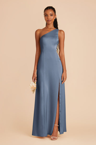 French Blue Kira Matte Satin Dress by Birdy Grey