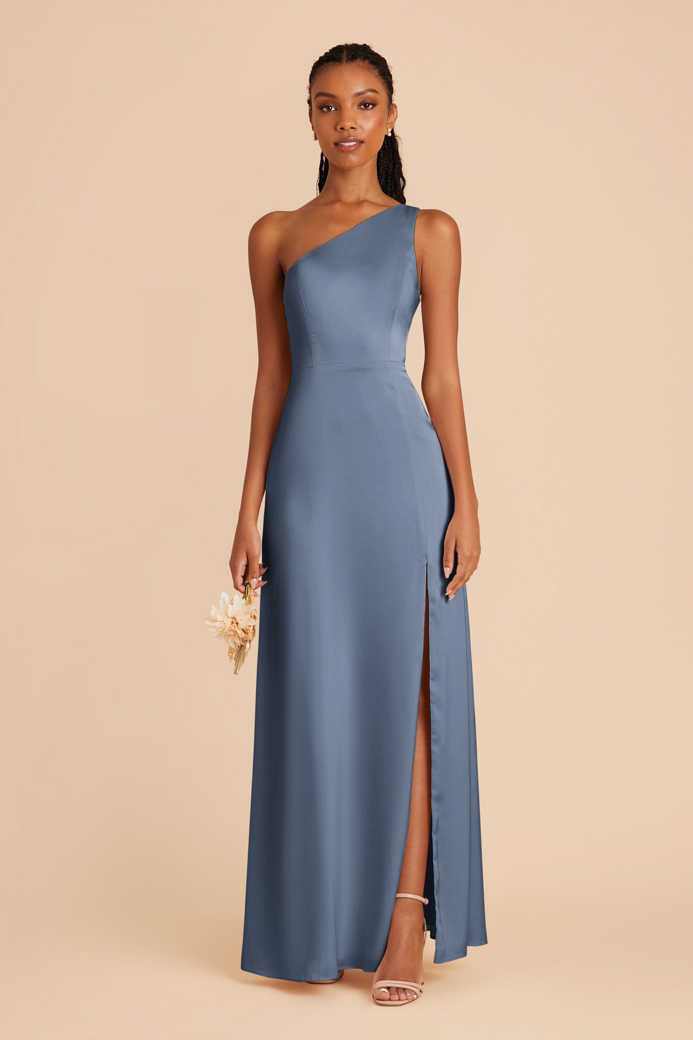 French Blue Kira Matte Satin Dress by Birdy Grey